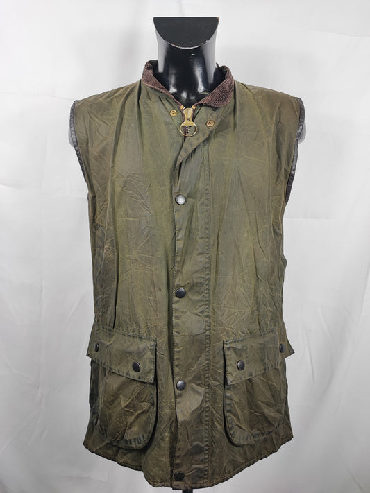 Barbour Gilet cerato da uomo Westmorland Verde XLarge- Green vintage Westmorland Waistcoat size XL