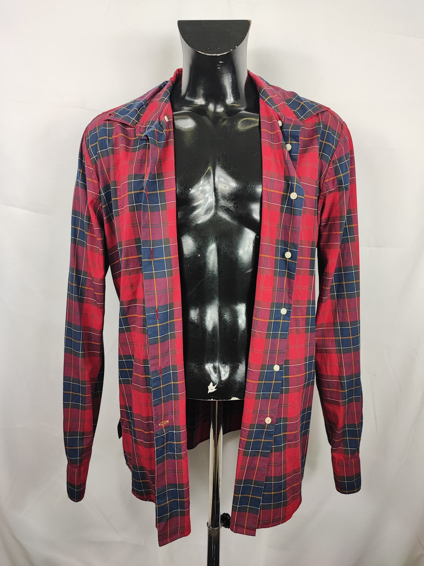 Camicia Barbour da uomo rossa a quadri in cotone fantasia tartan XL - Man Cotton Red Tartan Shirt size XL