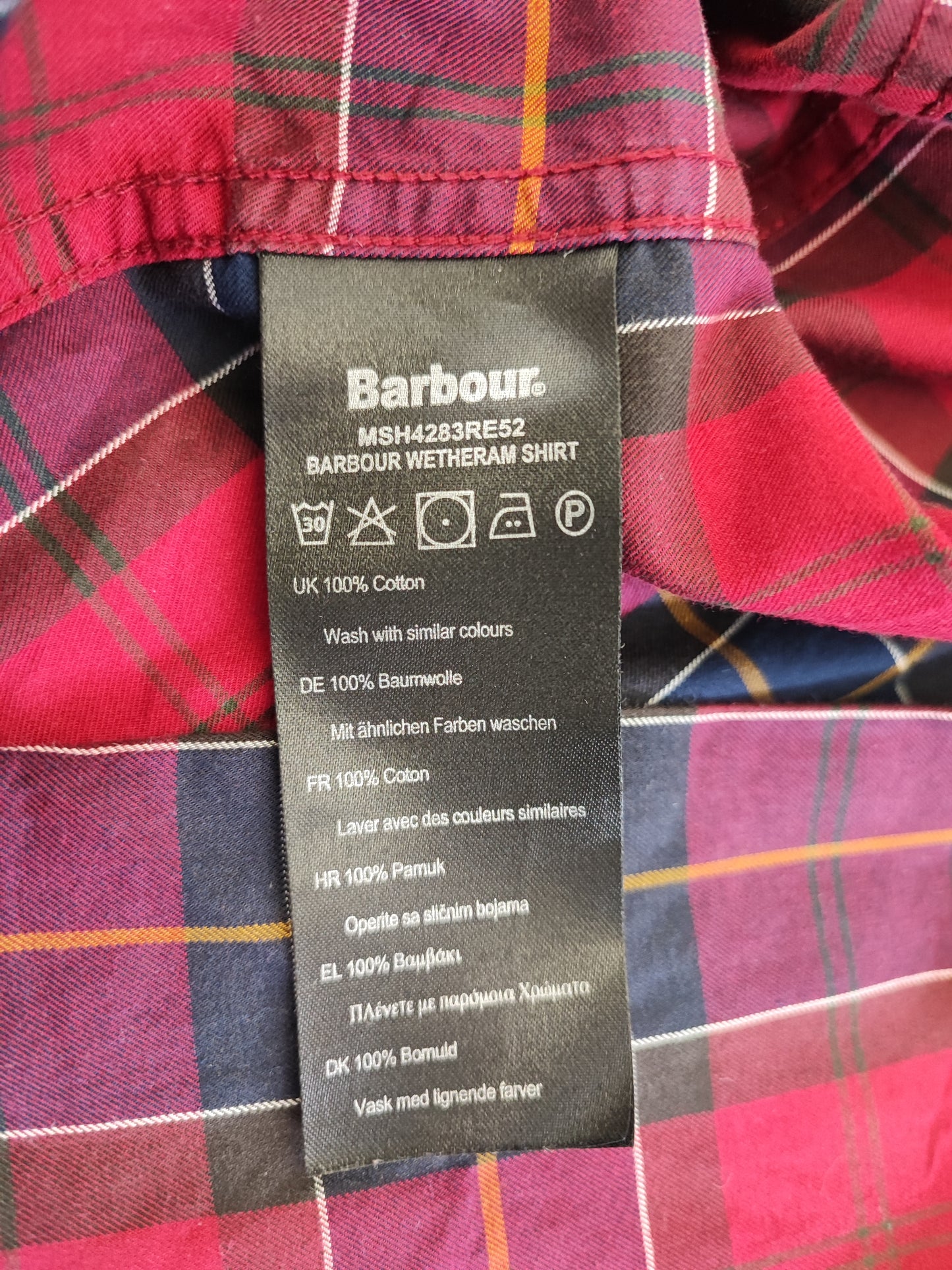 Camicia Barbour da uomo rossa a quadri in cotone fantasia tartan XL - Man Cotton Red Tartan Shirt size XL