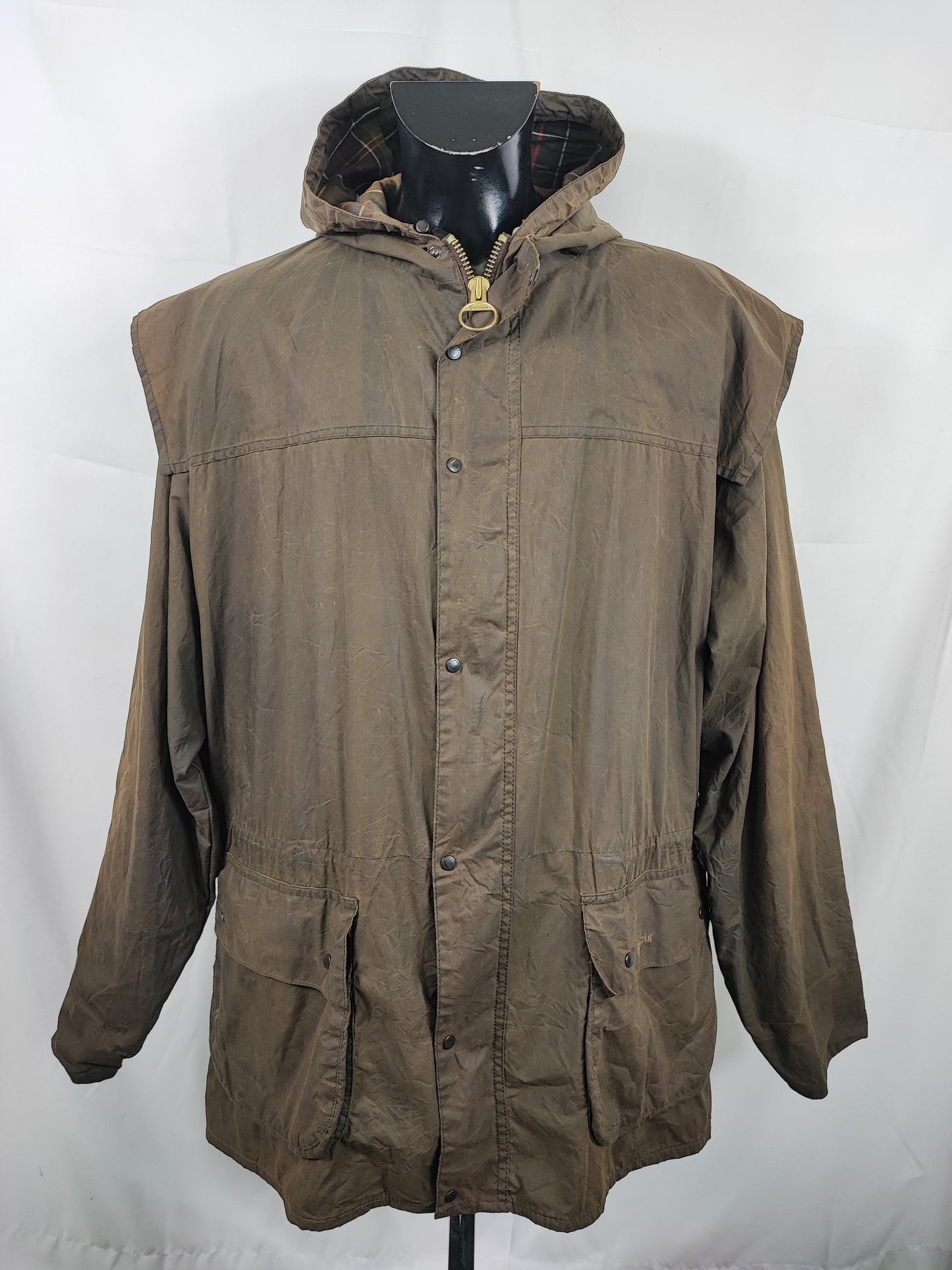 Barbour Durham verde cerato con cappuccio C52/132 cm Sage Hooded waxed Durham XXXL
