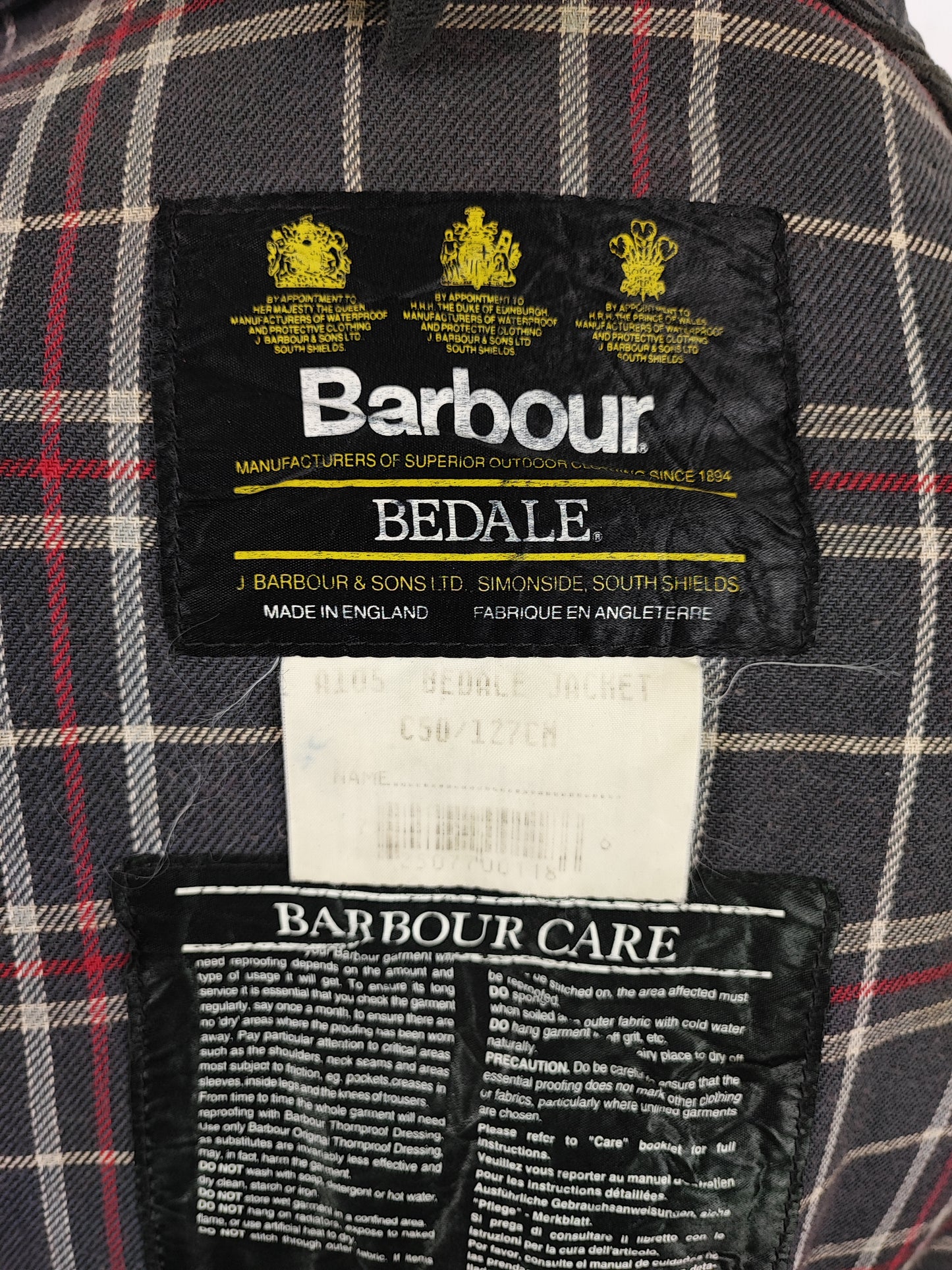 Barbour Giacca Bedale Uomo Blu Vintage C50/127 CM XXL Navy Waxed Bedale Vintage Jacket size 2xl