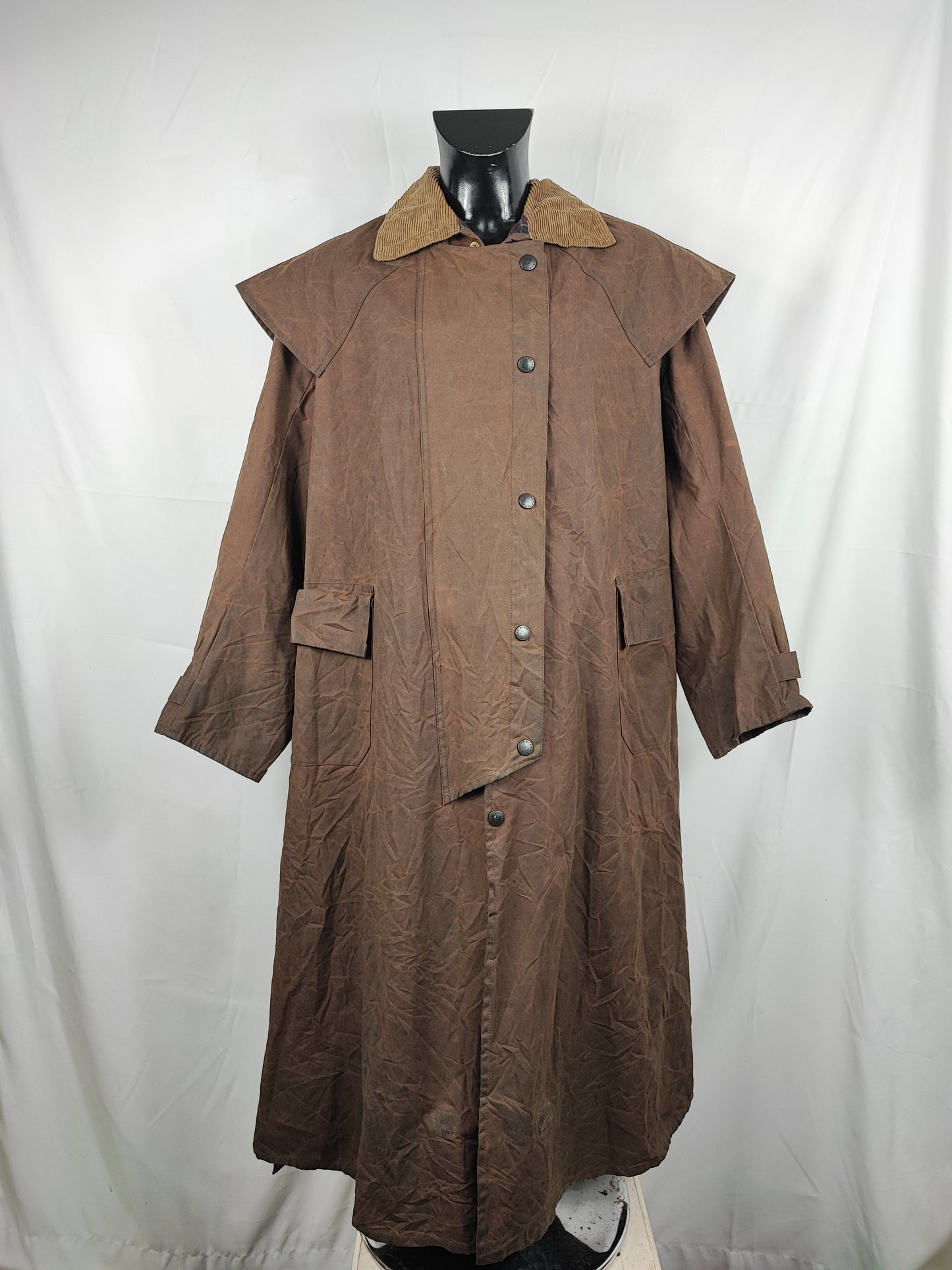 RARO Barbour STOCKMAN marrone vintage C40/102 cm Man Brown wax Long Coat Size Large