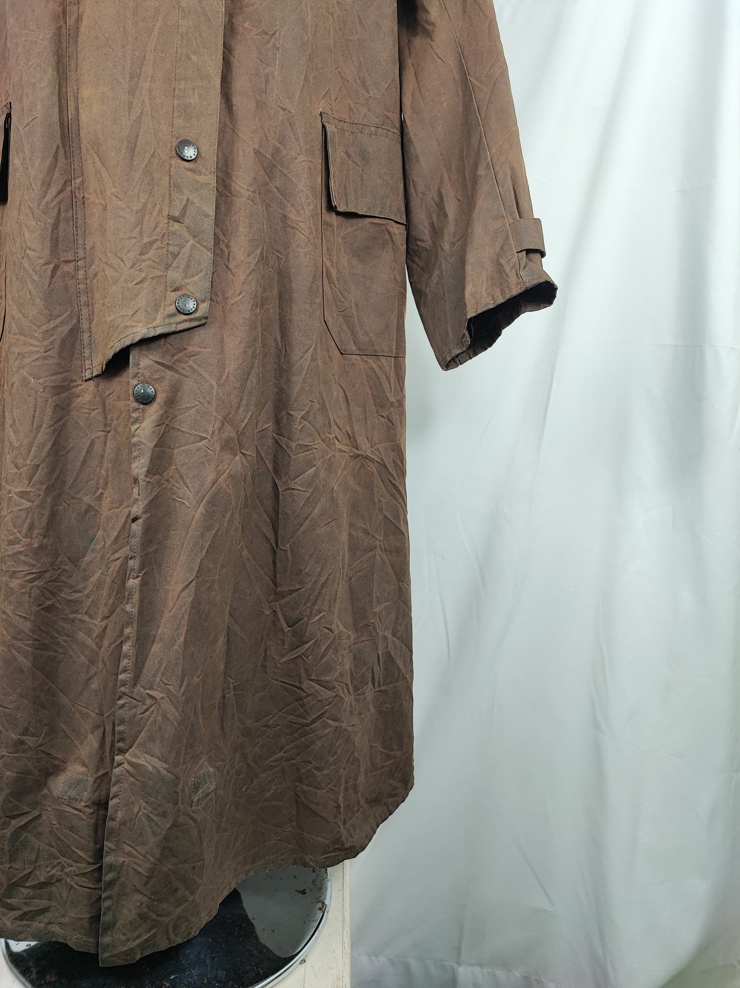 RARO Barbour STOCKMAN marrone vintage C40/102 cm Man Brown wax Long Coat Size Large