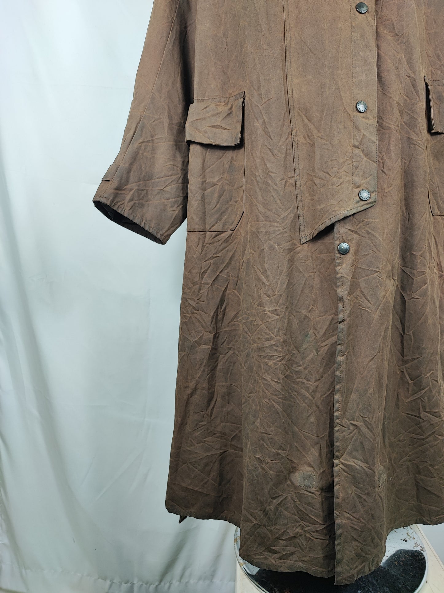RARO Barbour STOCKMAN marrone vintage C40/102 cm Man Brown wax Long Coat Size Large