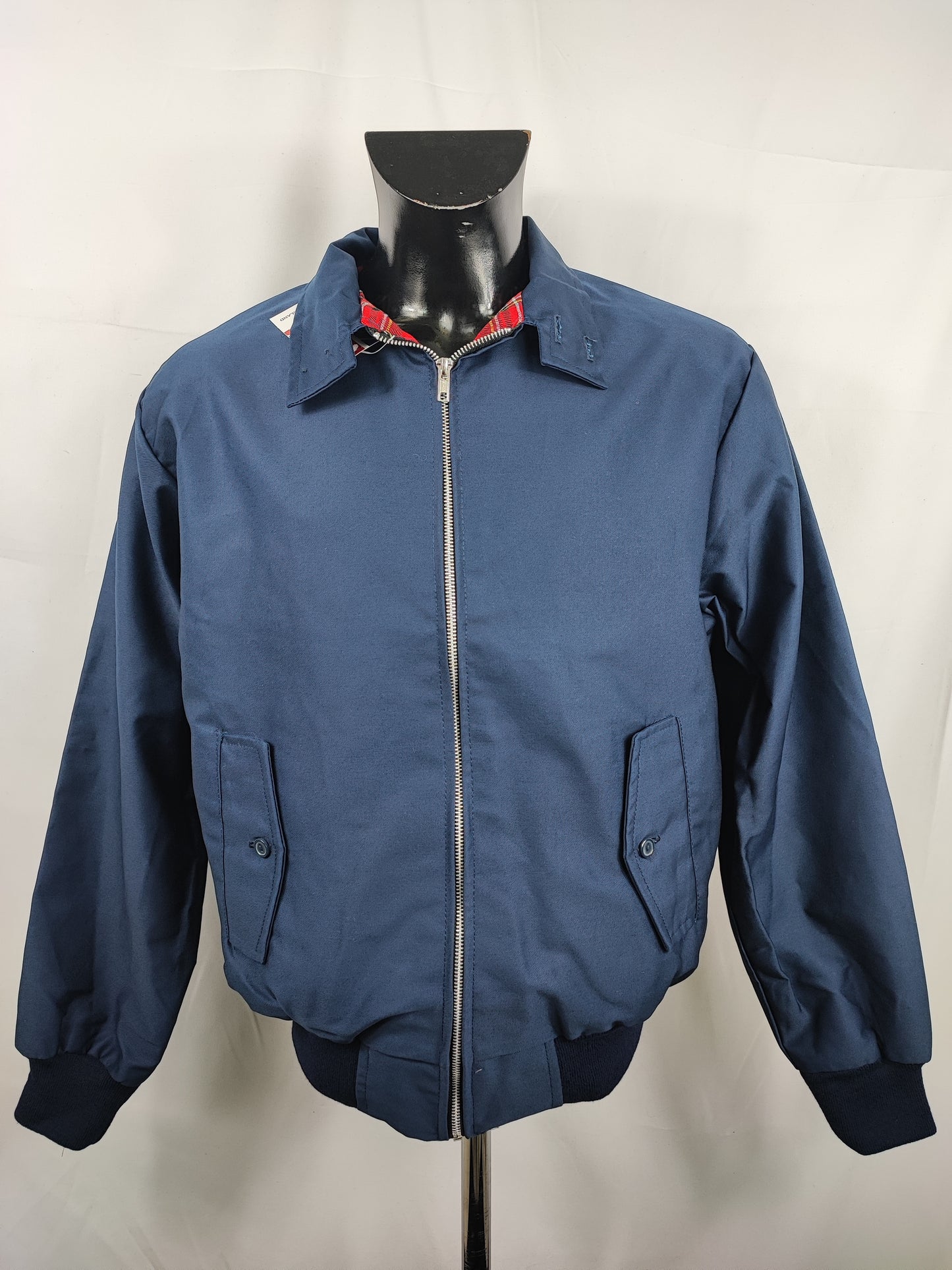 Giacca Harrington blu notte da uomo in cotone Made in England - Man Navy Harrington Jacket