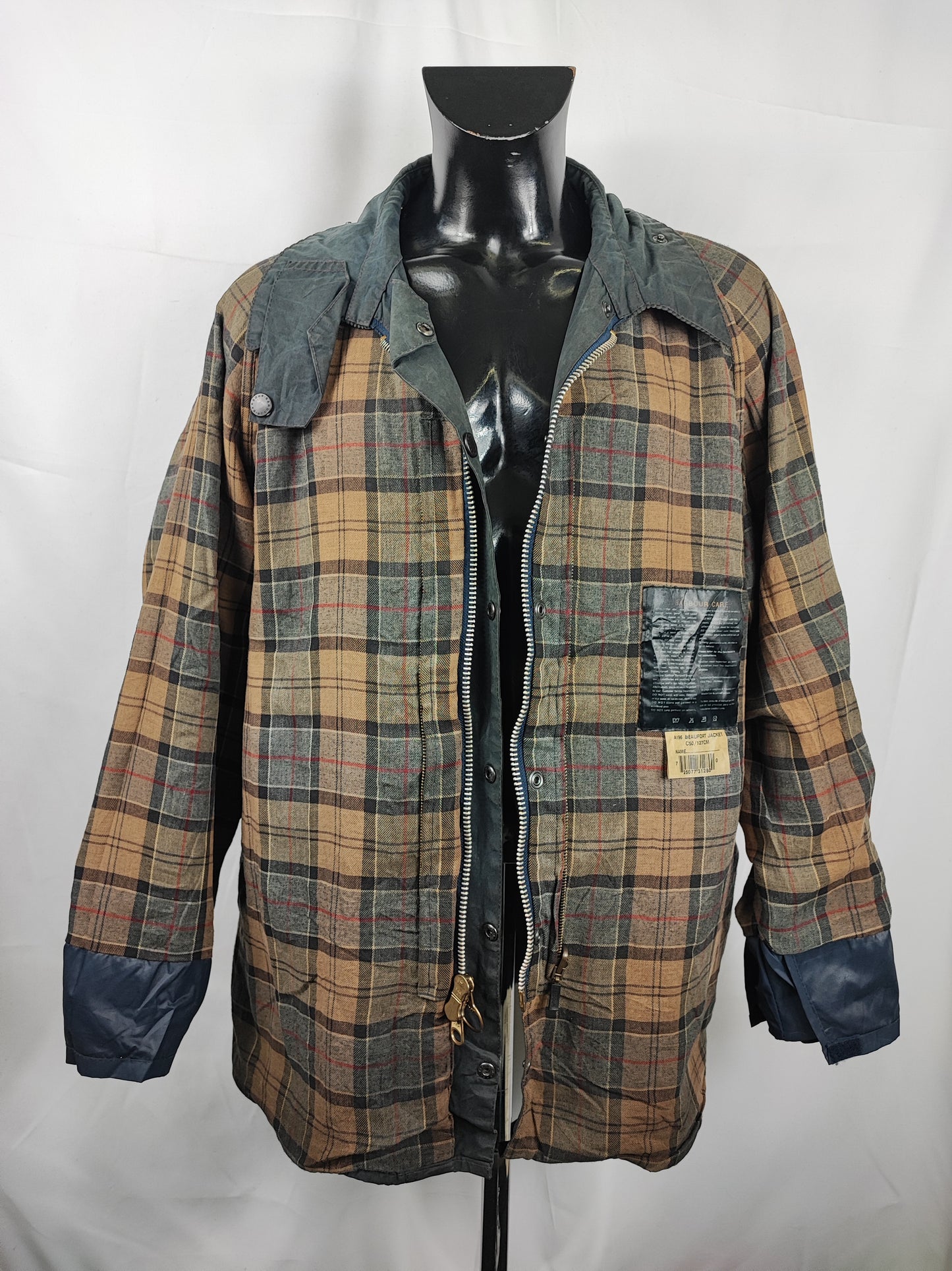 Barbour Giacca Beaufort vintage blu C50/127cm Navy Wax Vintage Beaufort jacket XXL
