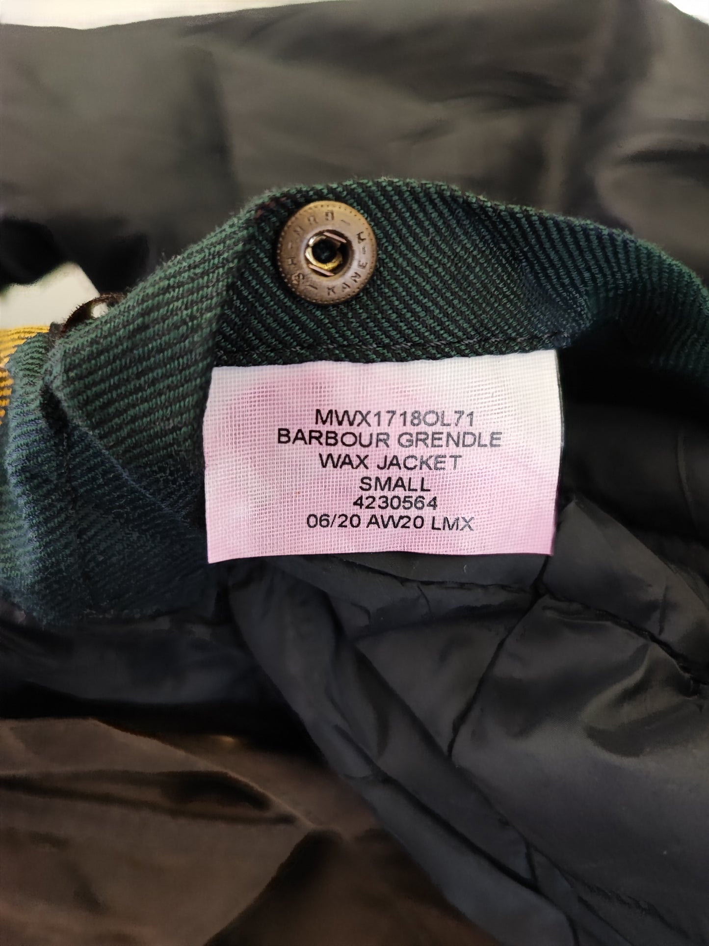 Giacca Barbour cerata verde da uomo Small -Man Wax Grendle Jacket size Small