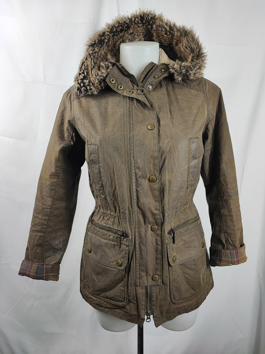 Giacca Barbour donna verde cerata e imbottita Uk8 tg. 38/40 Xsmall Kelsall Green Wax jacket size uk8
