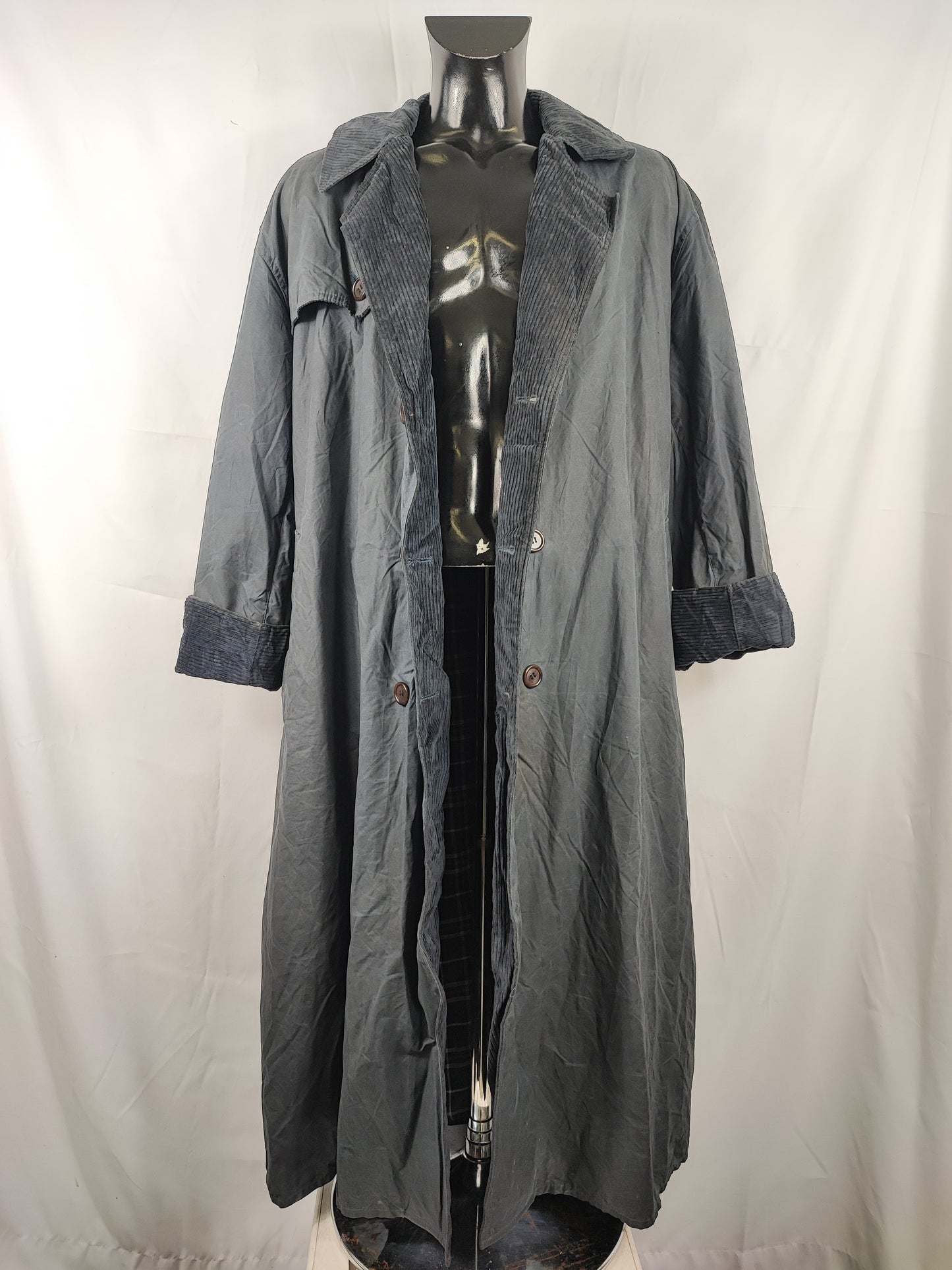 RARO Barbour Vintage Trench Coat blu cerato C48/122 cm Waxed Navy Vintage Trench Coat XXL