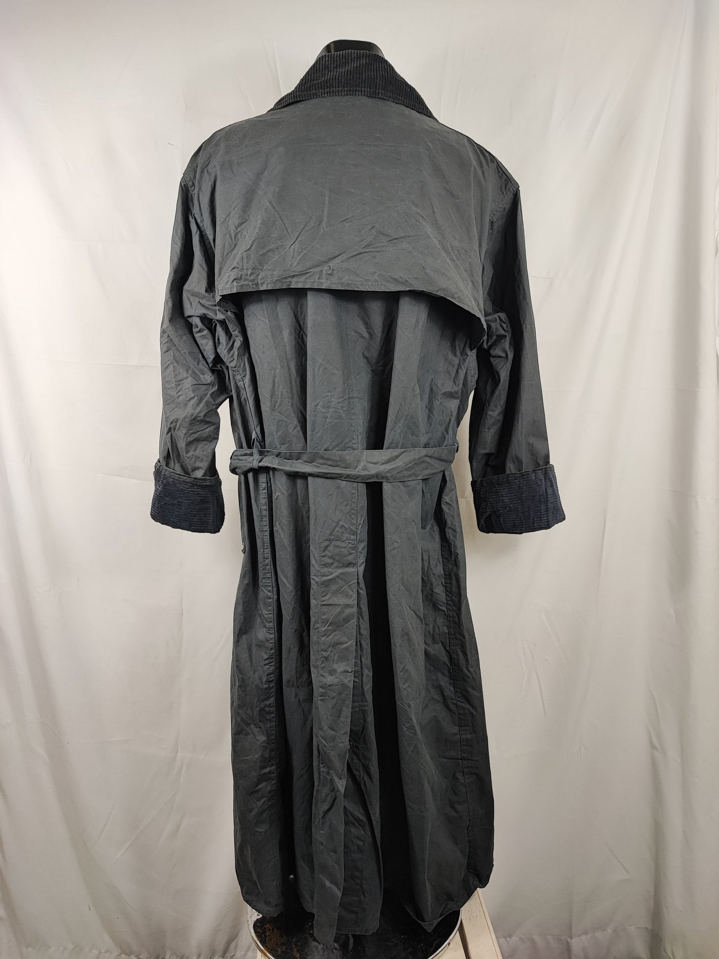 RARO Barbour Vintage Trench Coat blu cerato C48/122 cm Waxed Navy Vintage Trench Coat XXL