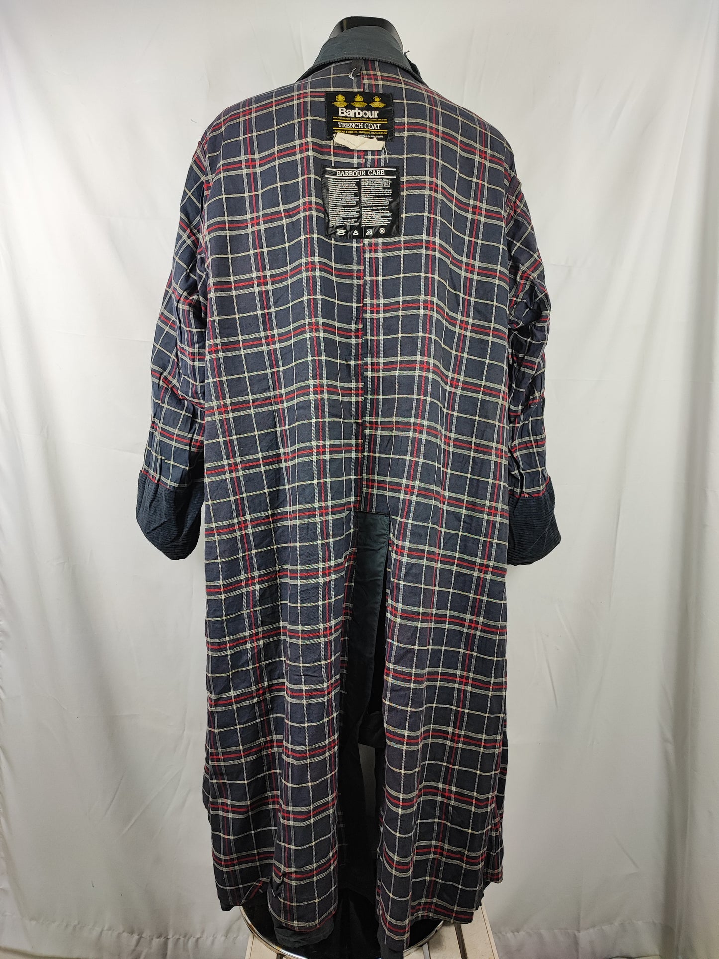 RARO Barbour Vintage Trench Coat blu cerato C48/122 cm Waxed Navy Vintage Trench Coat XXL