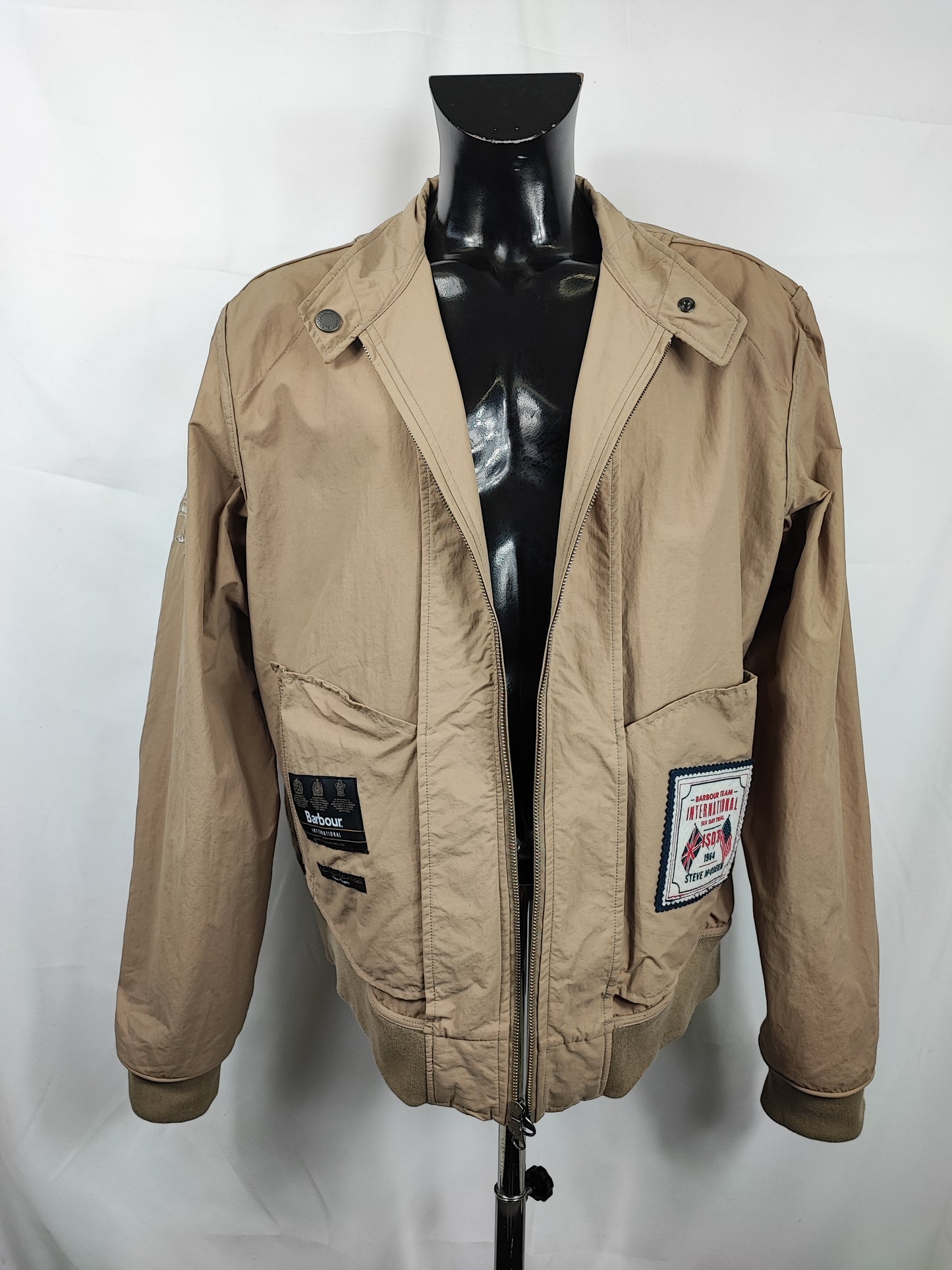 Giacca Barbour International Uomo Steve Mc Queen Harrington Rectifier Beige XLarge