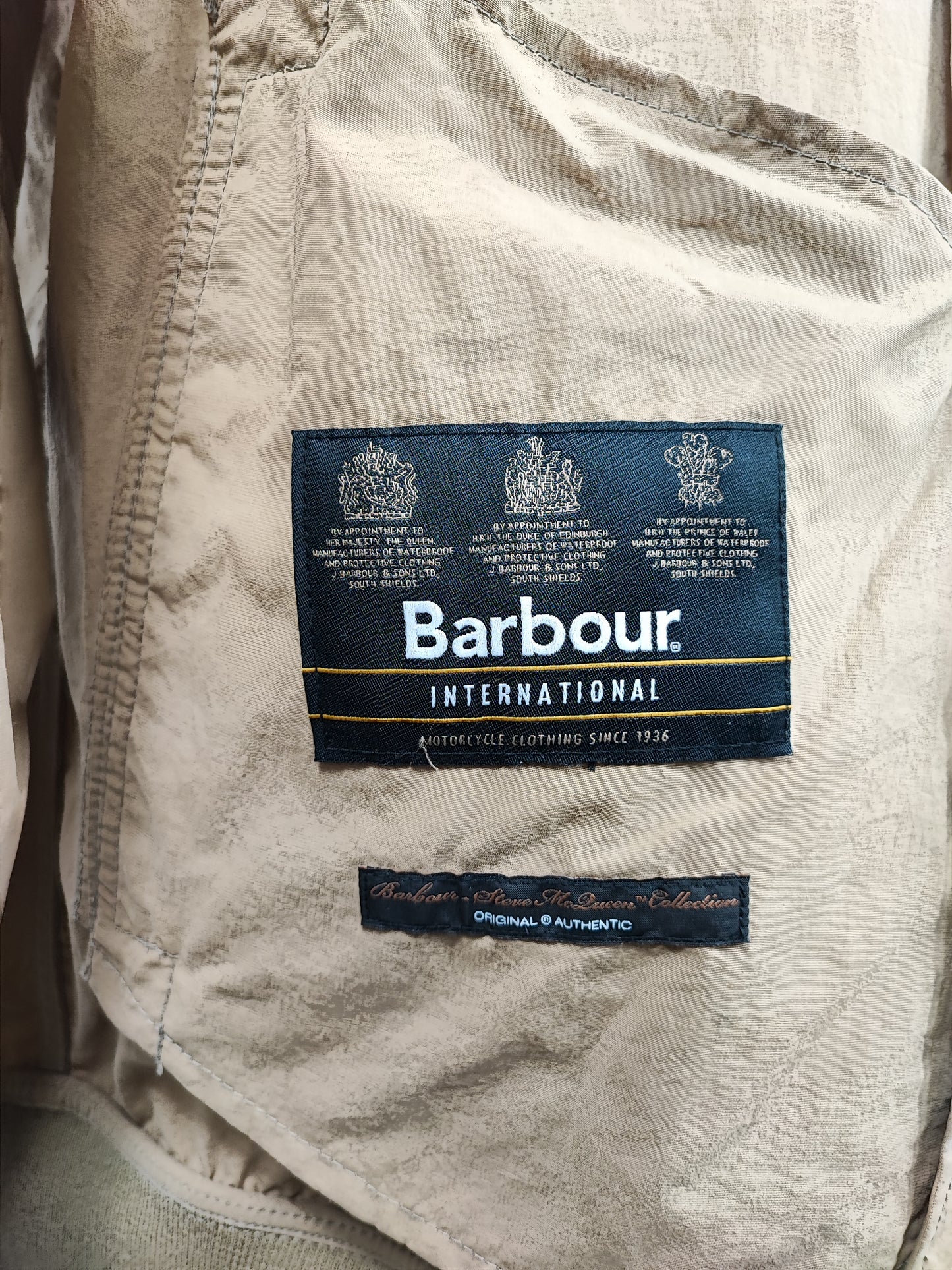 Giacca Barbour International Uomo Steve Mc Queen Harrington Rectifier Beige XLarge