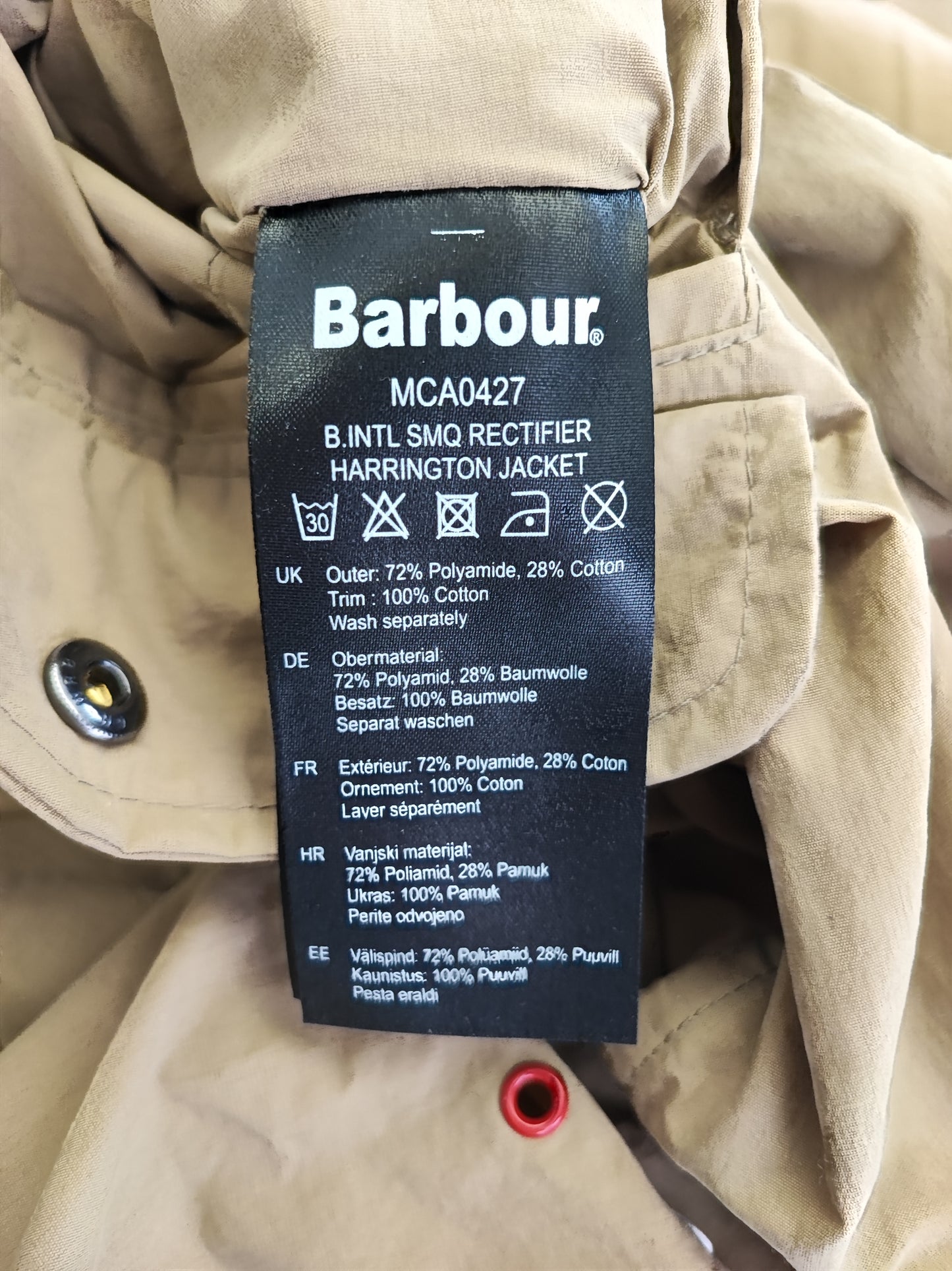 Giacca Barbour International Uomo Steve Mc Queen Harrington Rectifier Beige XLarge