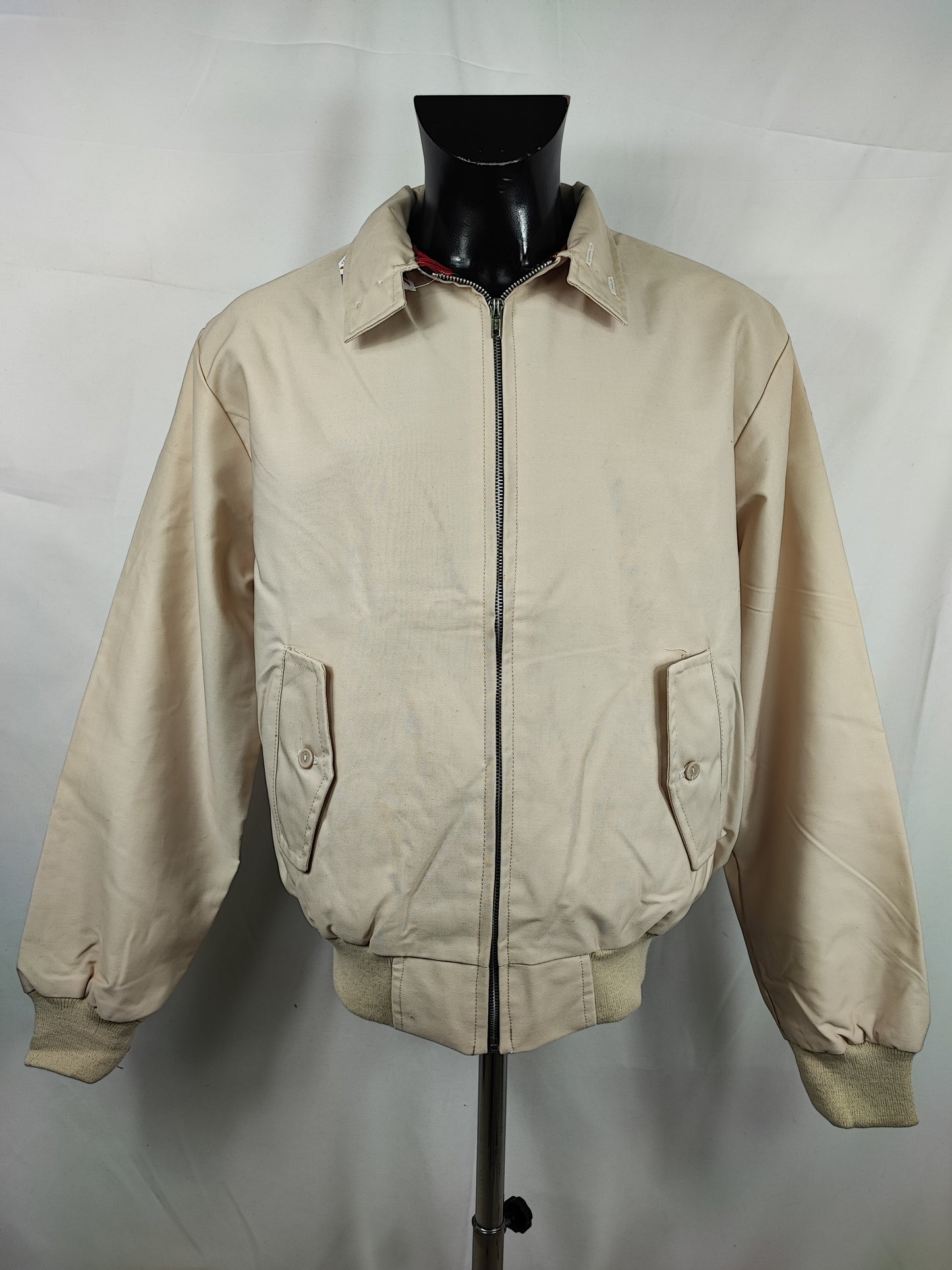 Giacca Harrington panna da uomo in cotone Made in England - Man Light Cream Harrington Jacket