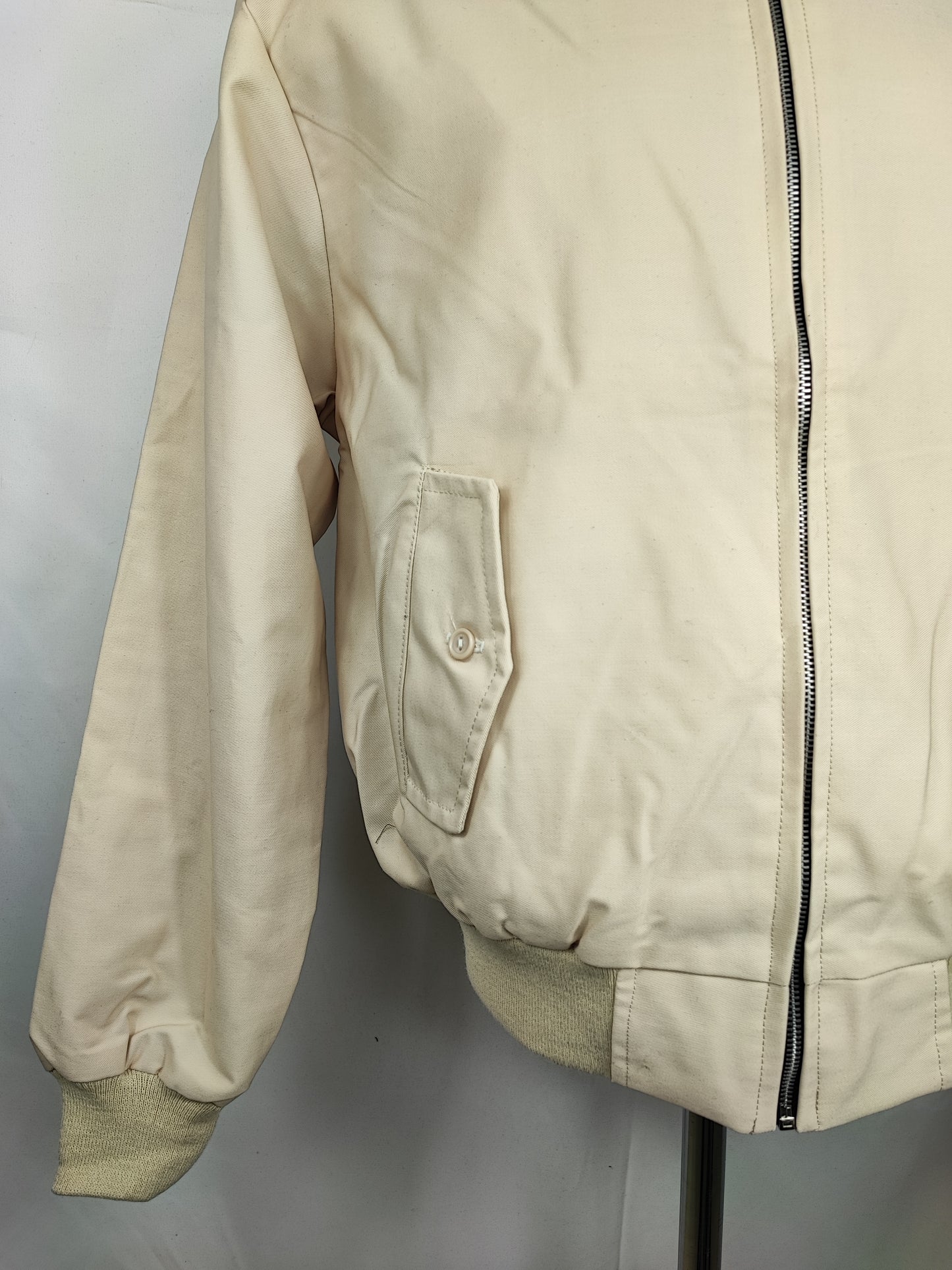 Giacca Harrington panna da uomo in cotone Made in England - Man Light Cream Harrington Jacket