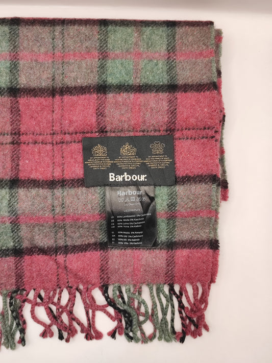 Sciarpa Barbour in lana rosa tartan