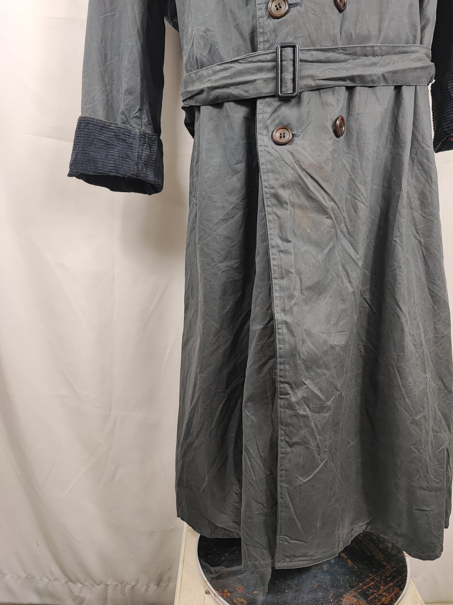 RARO Barbour Vintage Trench Coat blu cerato C48/122 cm Waxed Navy Vintage Trench Coat XXL
