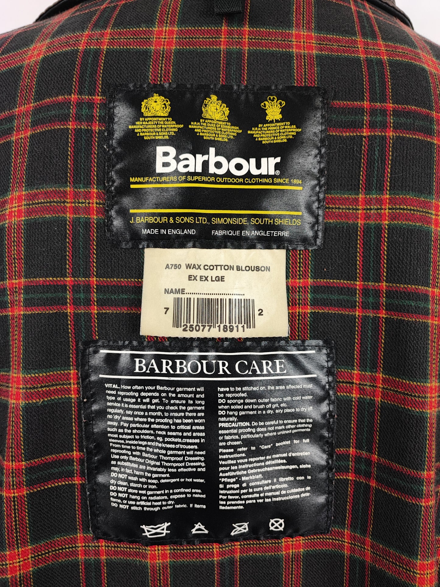 Giacca Barbour Vintage nera corta XXL - Man Black Vintage Wax Cotton Blouson XXL