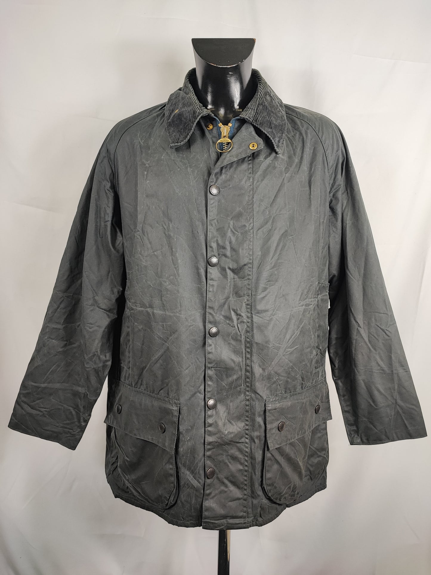 Barbour Giacca Beaufort vintage blu C46/117cm - Navy Beaufort Waxed jacket XL