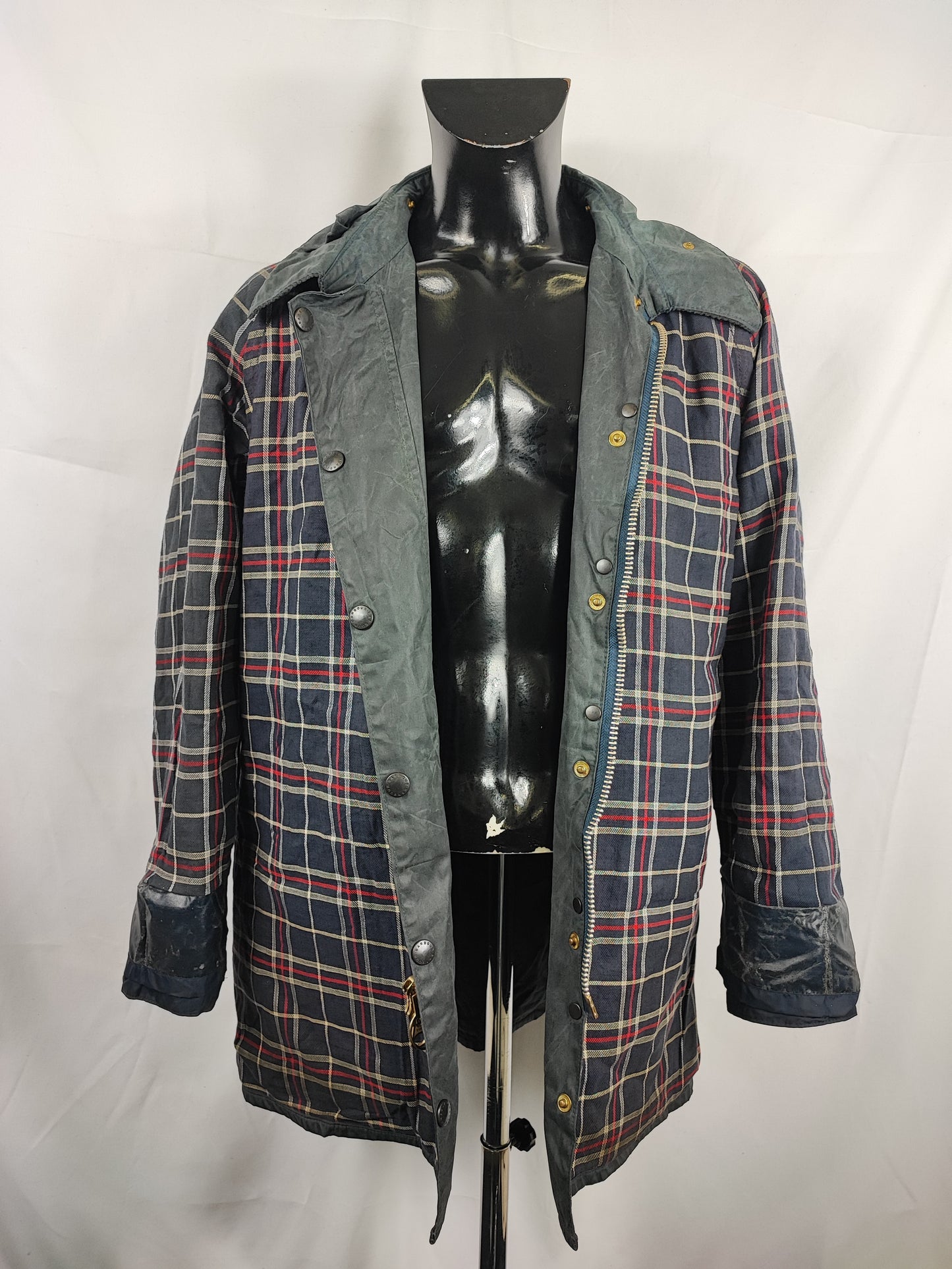 Barbour Giacca Beaufort vintage blu C46/117cm - Navy Beaufort Waxed jacket XL