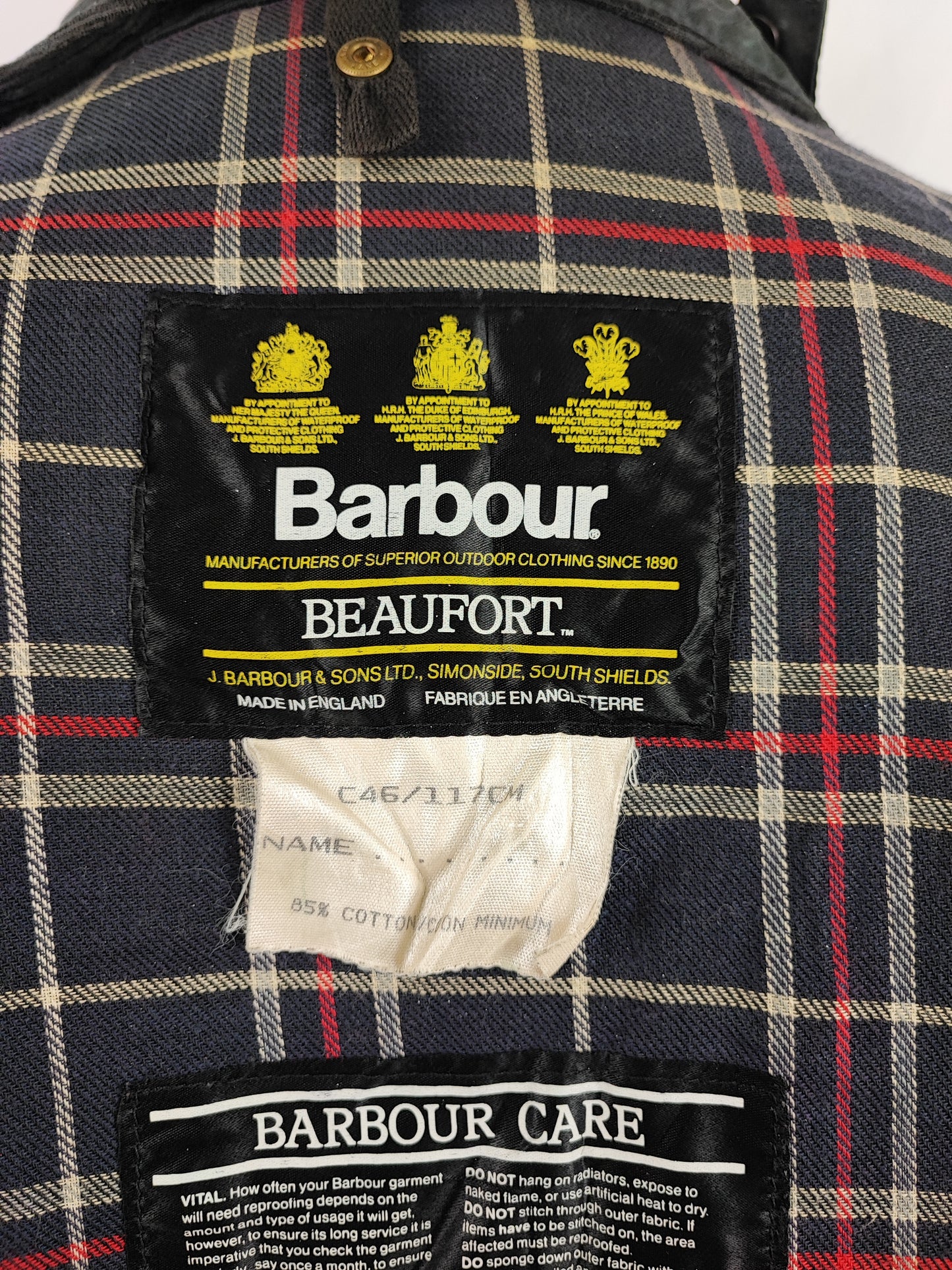 Barbour Giacca Beaufort vintage blu C46/117cm - Navy Beaufort Waxed jacket XL