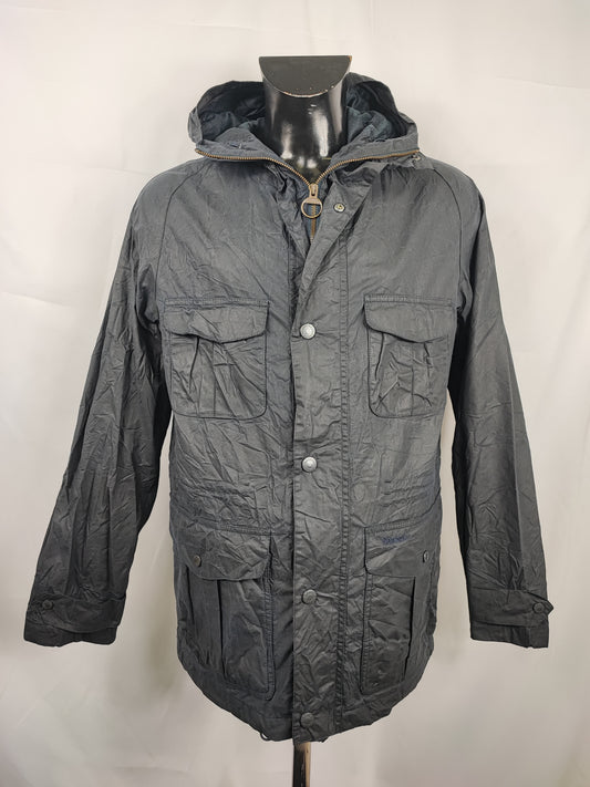 Giacca Barbour cerata blu con cappuccio blu Medium Man Navy How Wax Jacket size Medium