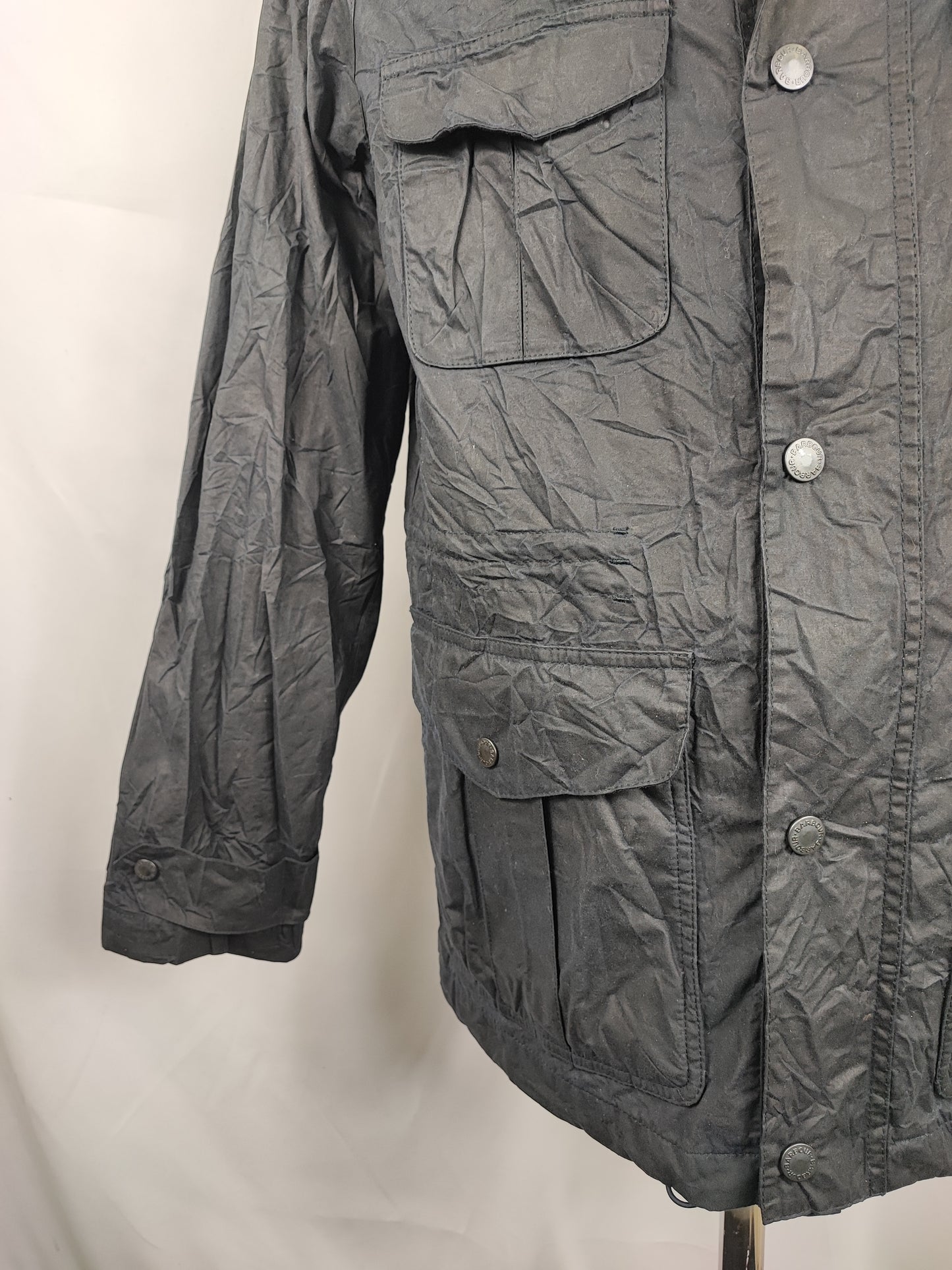 Giacca Barbour cerata blu con cappuccio blu Medium Man Navy How Wax Jacket size Medium