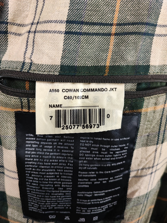 RARA Barbour Giacca Cowan Commando verde c40/102 cm Green wax Man Jacket size Medium