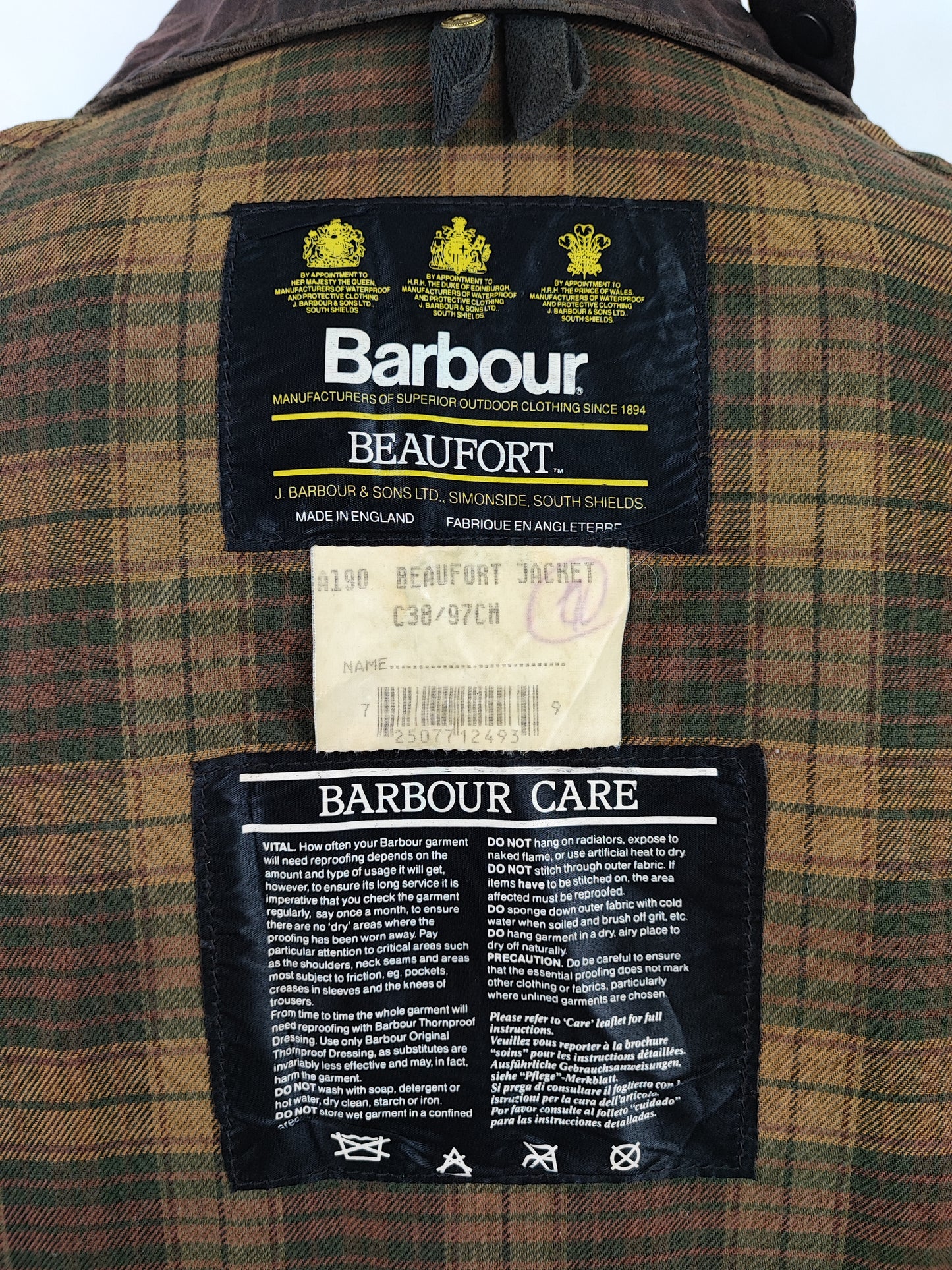Barbour Giacca Beaufort Marrone C38/97 cm -Brown waxed Beaufort Jacket Size Medium