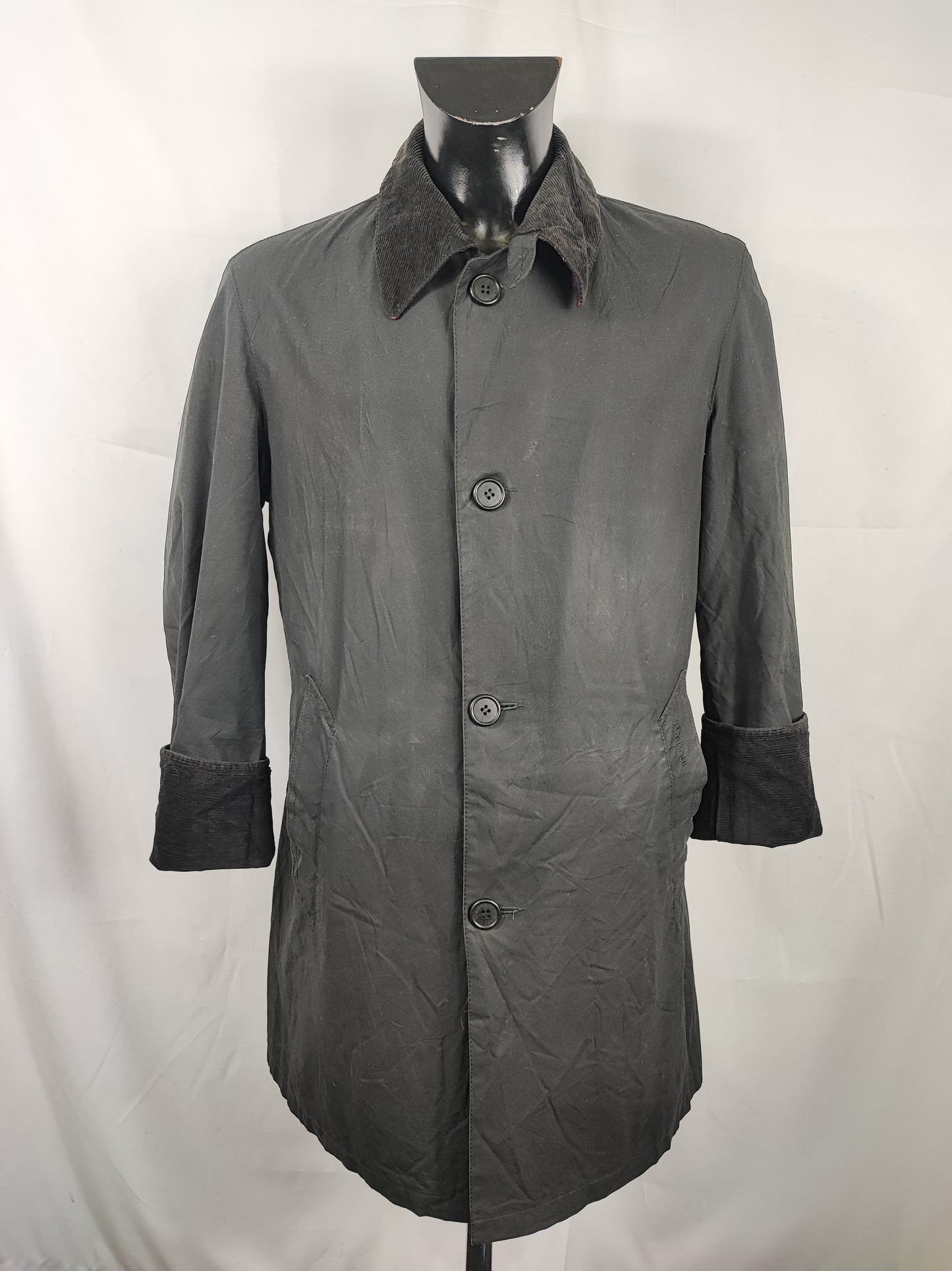 Trench Barbour Coater Nera Uomo cerata Medium Man Black Waxed Coater jacket size M