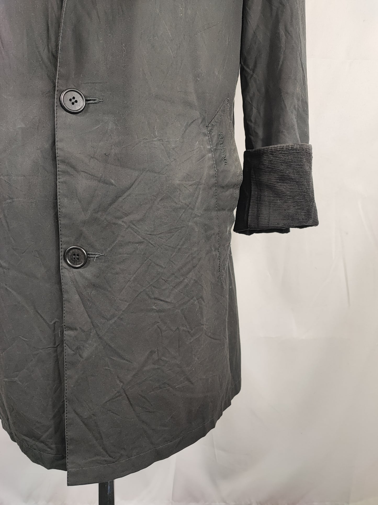 Trench Barbour Coater Nera Uomo cerata Medium Man Black Waxed Coater jacket size M