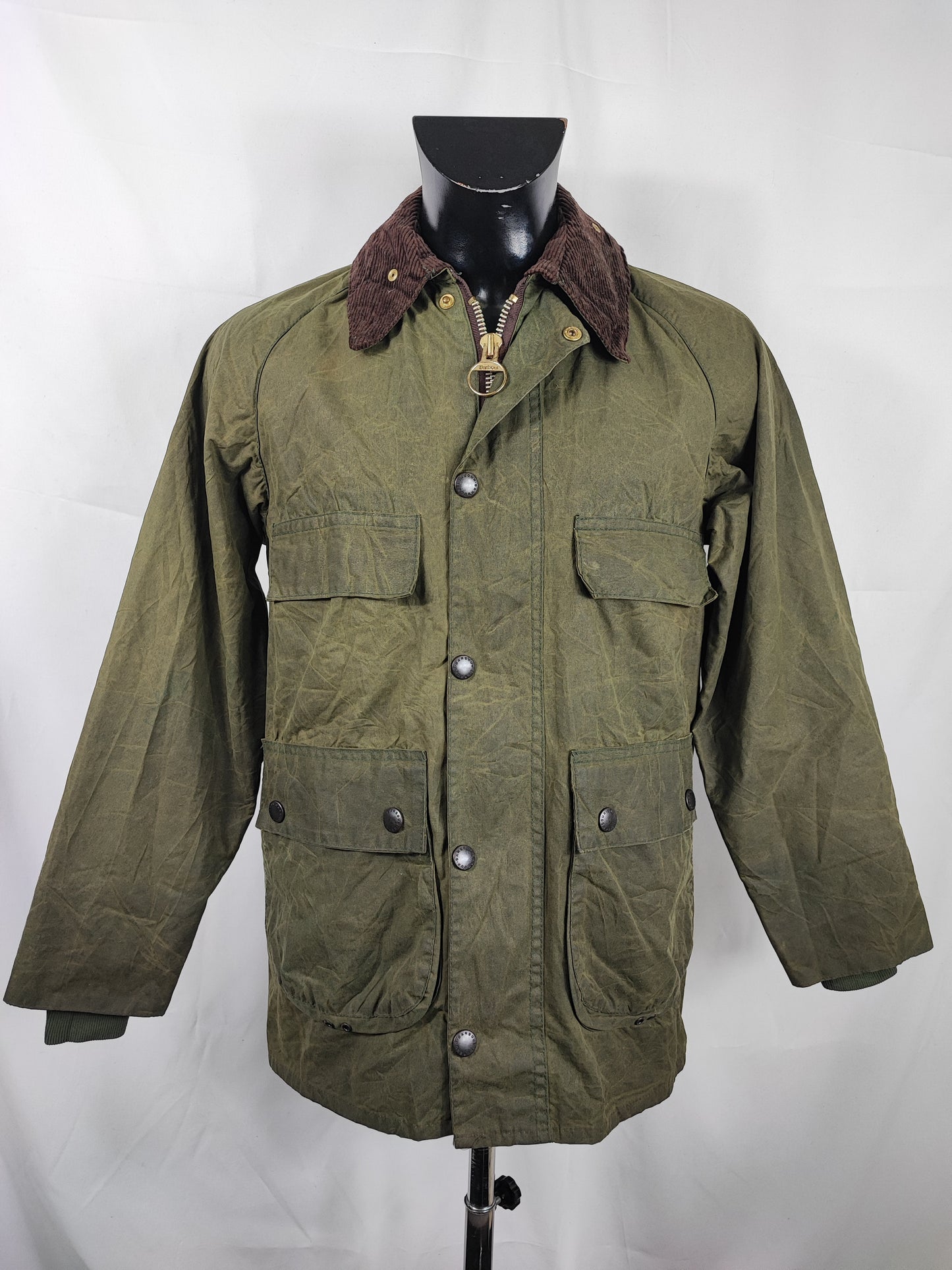 RARO Barbour Bedale 4 tasche C36/91 CM Man Green vintage Bedale Jacket XSmall 4 pockets C36