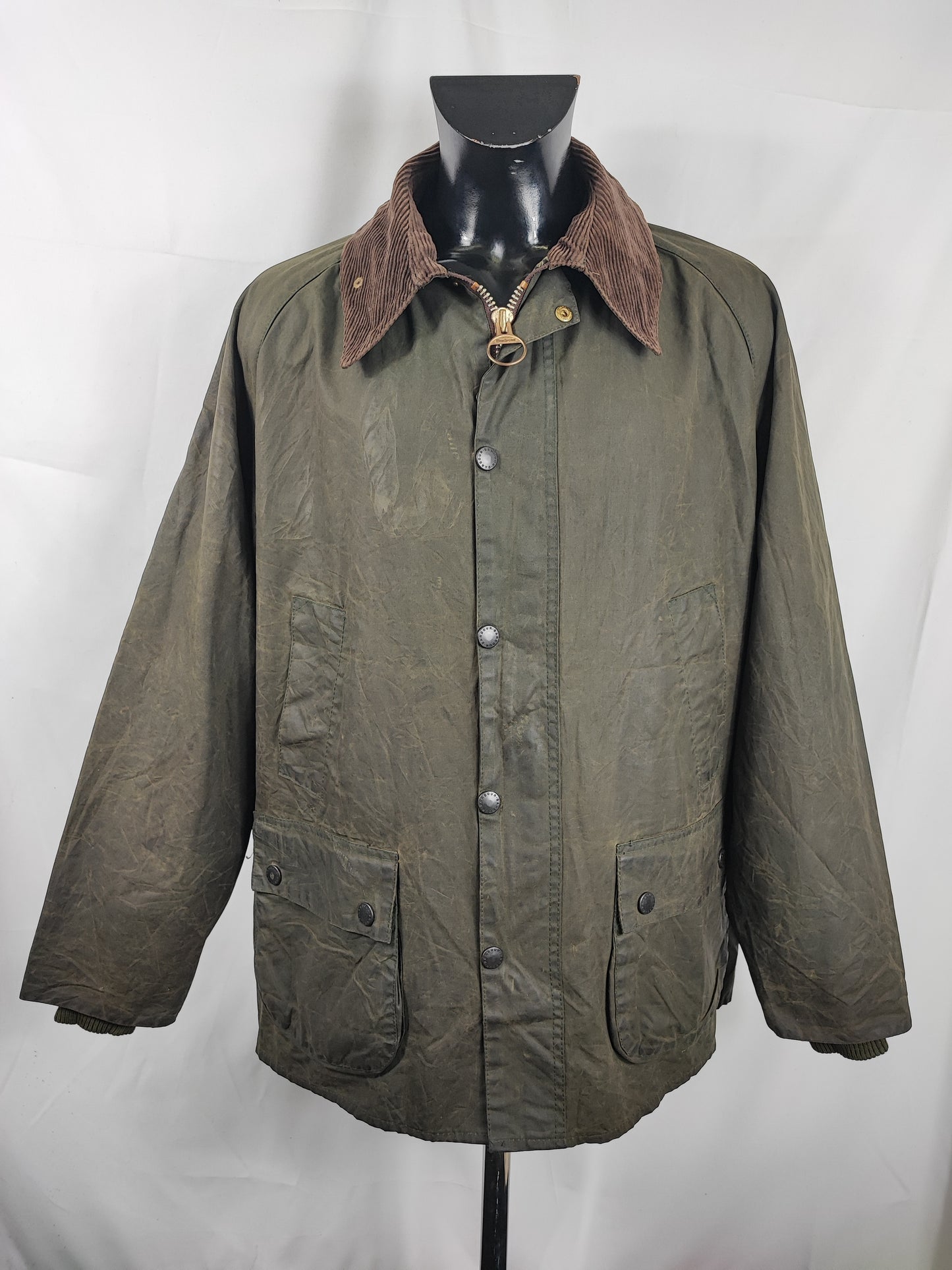 Barbour Giacca Bedale verde Vintage C50/127 CM XXL Green Waxed Bedale Jacket size XXL