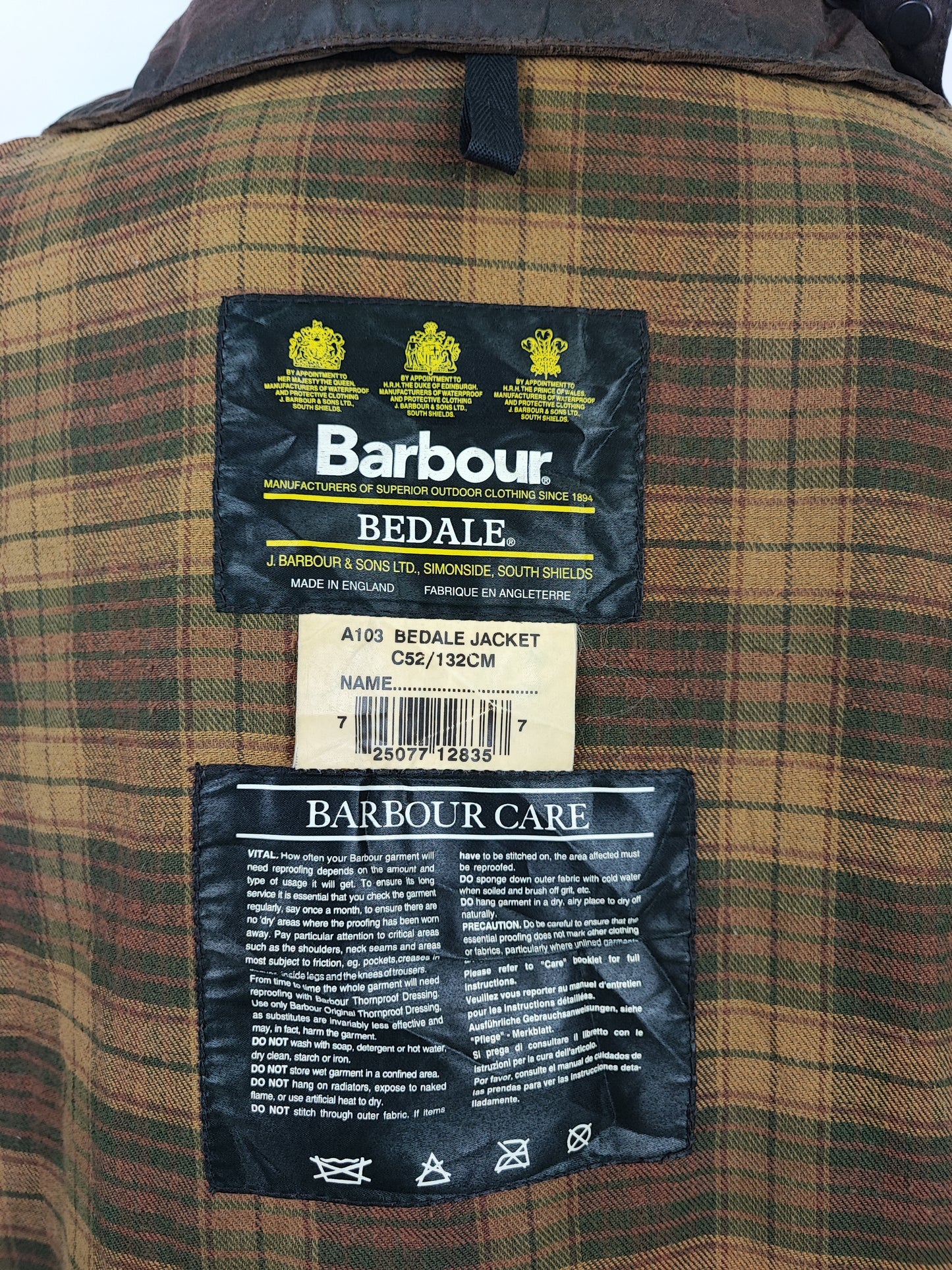 Barbour Giacca Bedale Uomo Marrone Vintage C52/132 CM XXXL Brown Waxed Bedale Vintage Jacket size 3xl