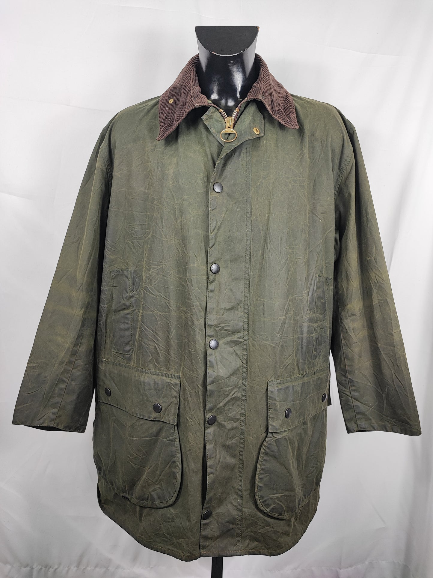Barbour Uomo Border vintage verde Cerato C44/112cm Green Border Wax Coat Large XLarge