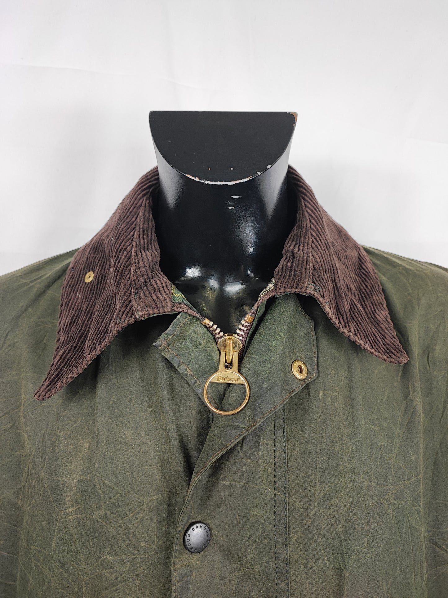 Barbour Uomo Border vintage verde Cerato C44/112cm Green Border Wax Coat Large XLarge