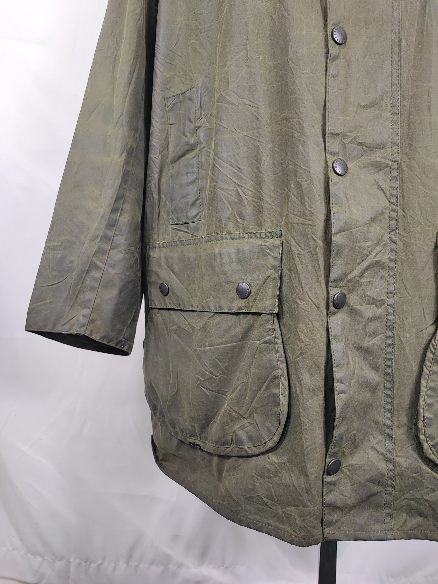 Barbour Uomo Border vintage verde Cerato C44/112cm Green Border Wax Coat Large XLarge