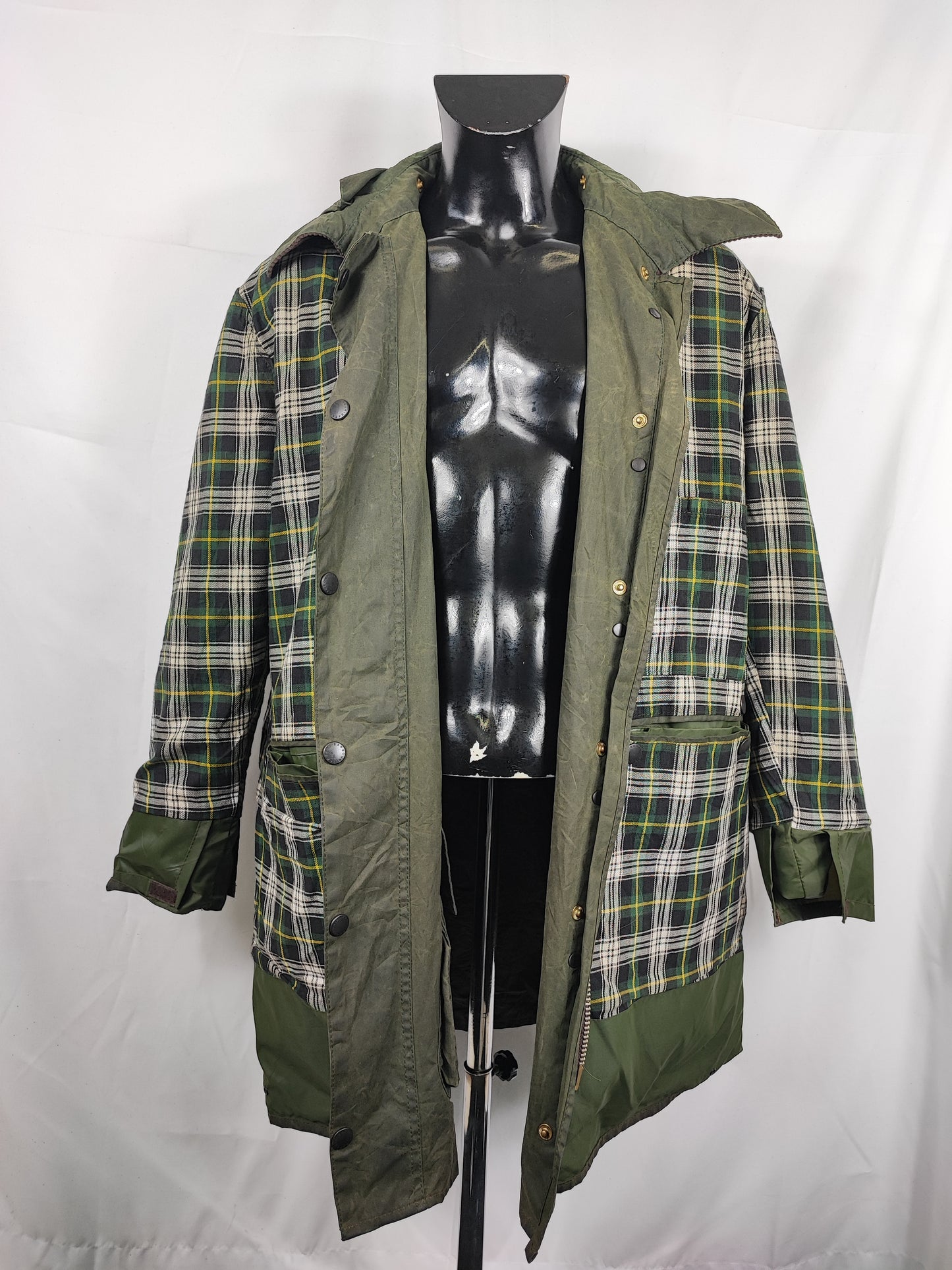 Barbour Uomo Border vintage verde Cerato C44/112cm Green Border Wax Coat Large XLarge