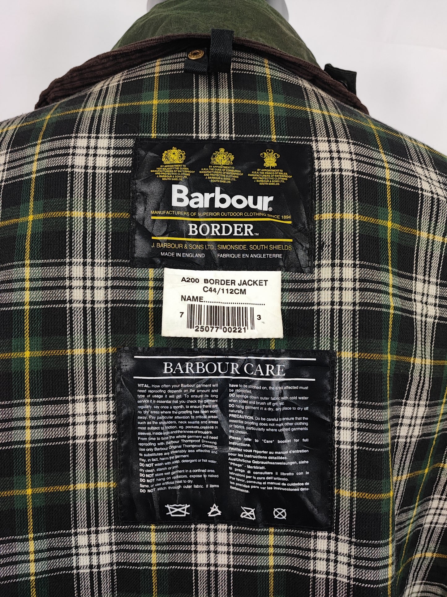 Barbour Uomo Border vintage verde Cerato C44/112cm Green Border Wax Coat Large XLarge