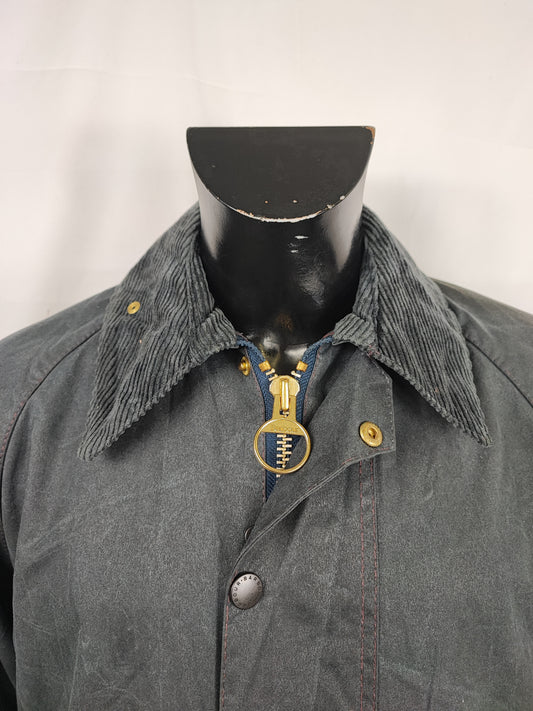Barbour Giacca Beaufort vintage blu C38/97 cm -Navy waxed Beaufort Jacket Size Medium