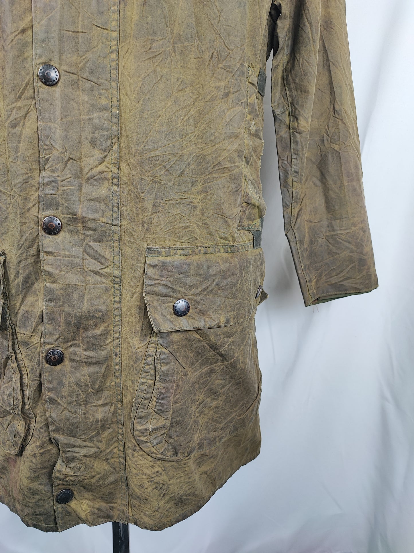 Barbour Border verde cotone Cerato C34/86 cm Green Border Coat Size Xsmall tg. 44 ita