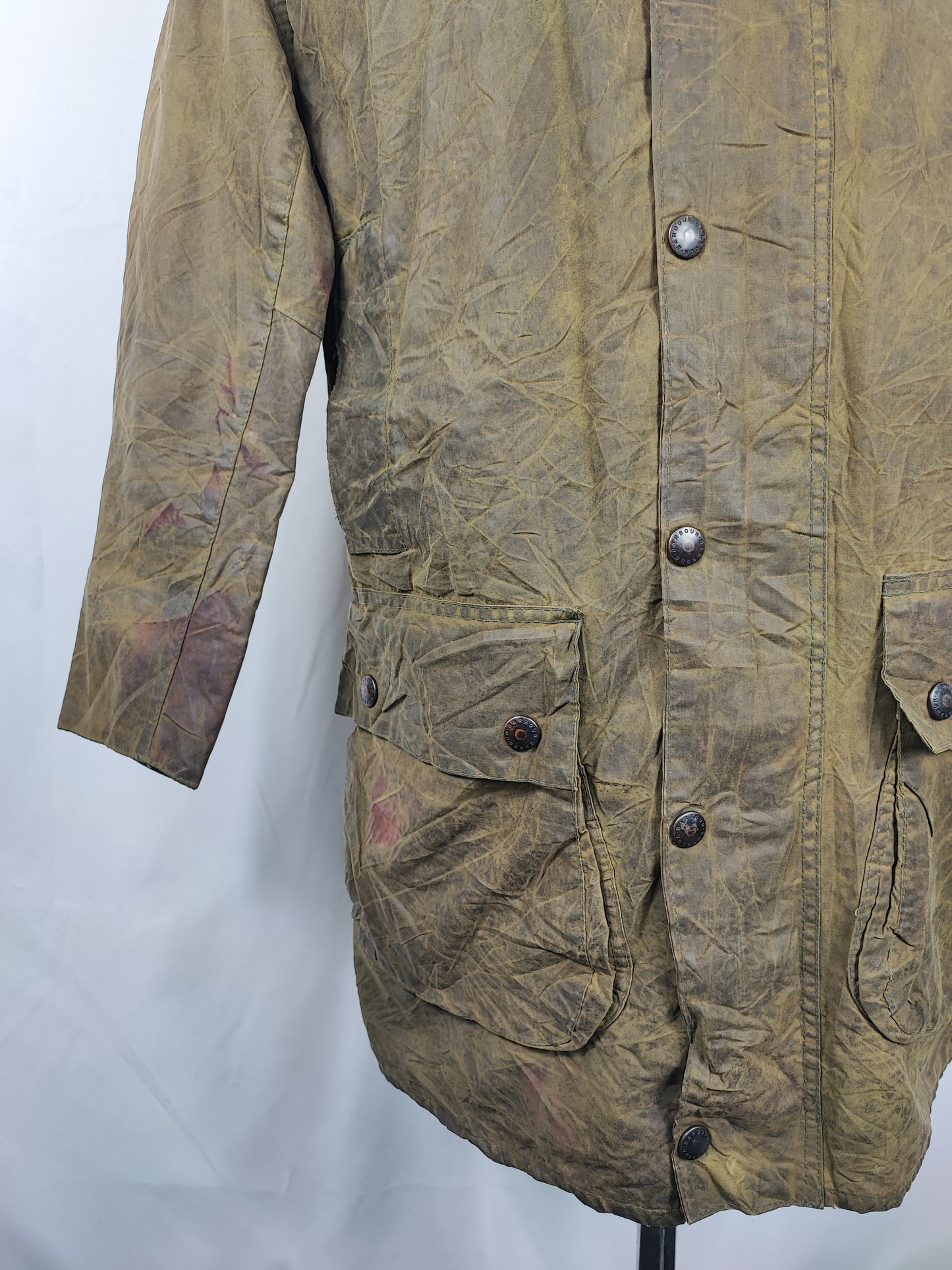 Barbour Border verde cotone Cerato C34/86 cm Green Border Coat Size Xsmall tg. 44 ita