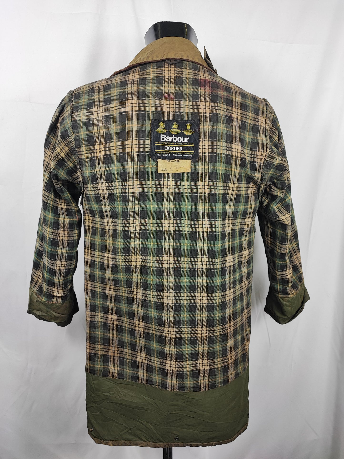 Barbour Border verde cotone Cerato C34/86 cm Green Border Coat Size Xsmall tg. 44 ita