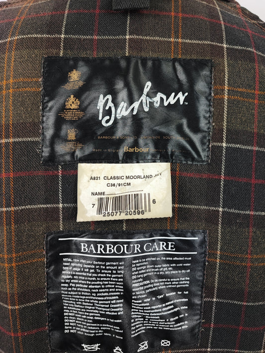 Barbour Giacca Moorland Beige C36/91 cm Small - Sandstone Classic Moorland Waxed jacket Size Small