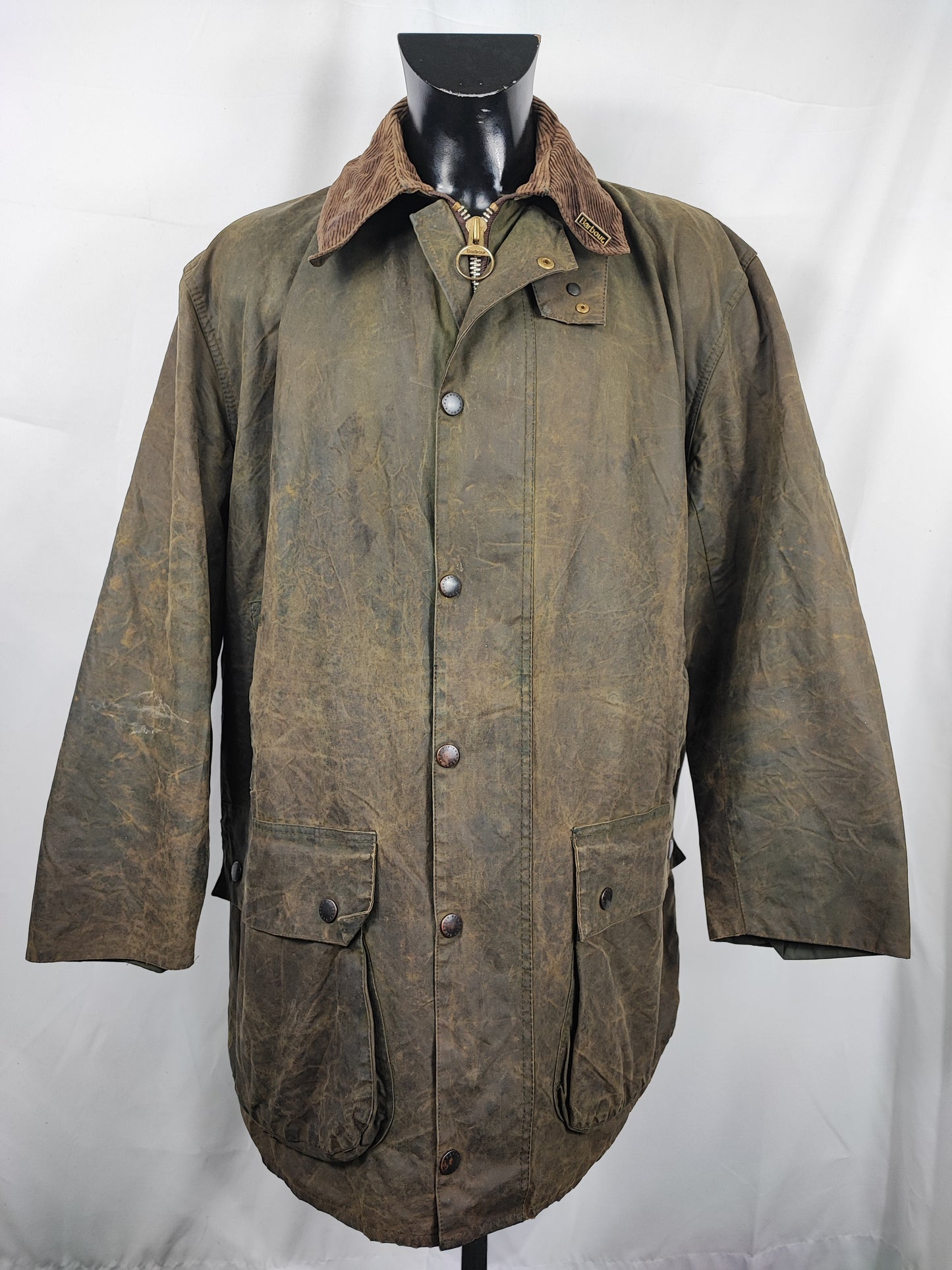 RARA Giacca Barbour Vintage Northumbria C46/117 cm-Green Vintage Waxed Northumbria Jacket Size Xlarge
