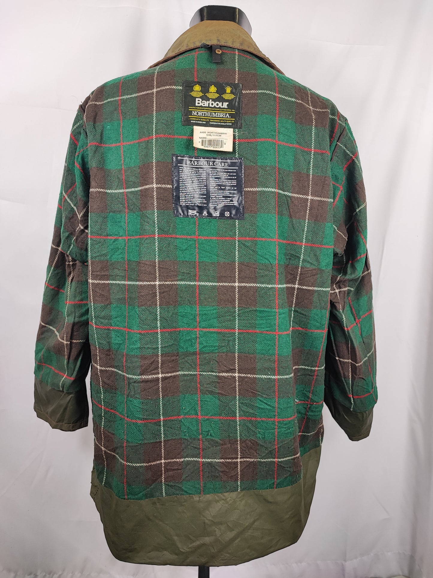 RARA Giacca Barbour Vintage Northumbria C46/117 cm-Green Vintage Waxed Northumbria Jacket Size Xlarge