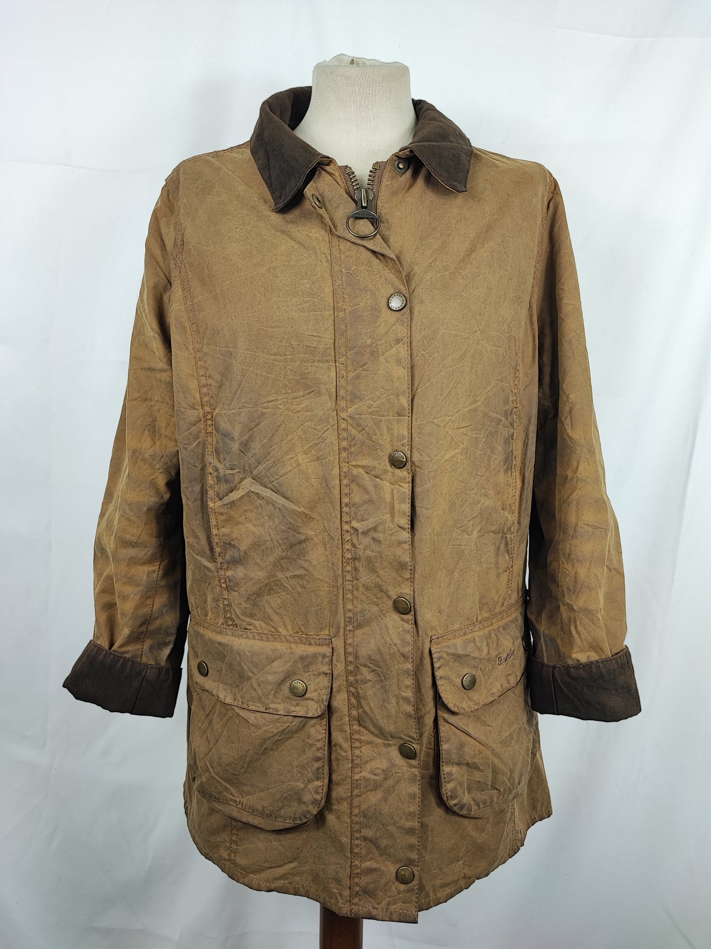 Giacca Barbour da donna beige cerata Tg. 42 Medium - Lady Beige Newmarket Field Jacket size uk12