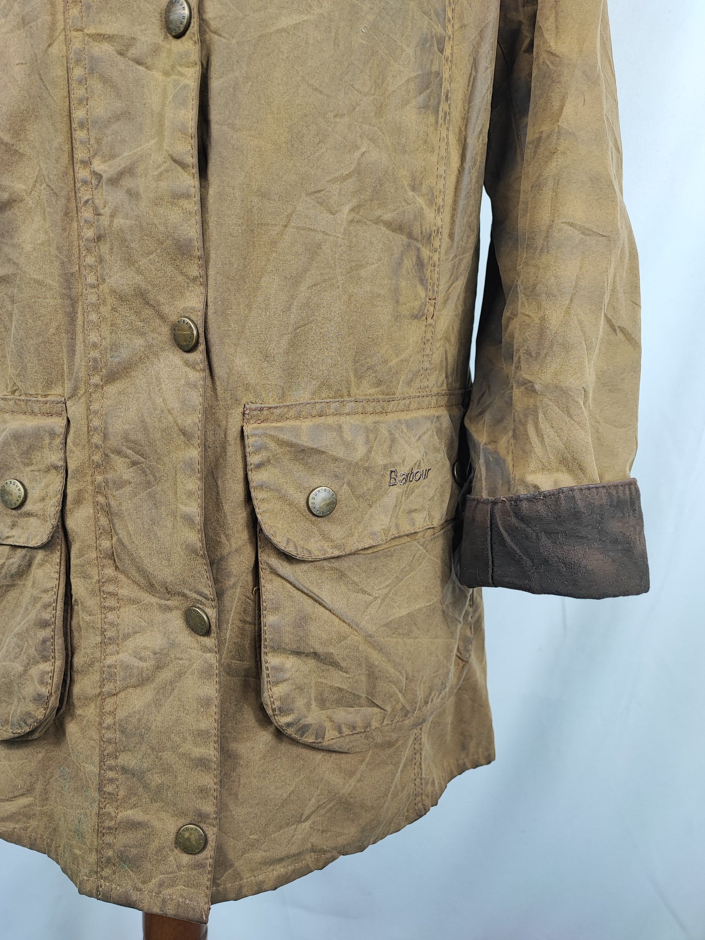 Giacca Barbour da donna beige cerata Tg. 42 Medium - Lady Beige Newmarket Field Jacket size uk12