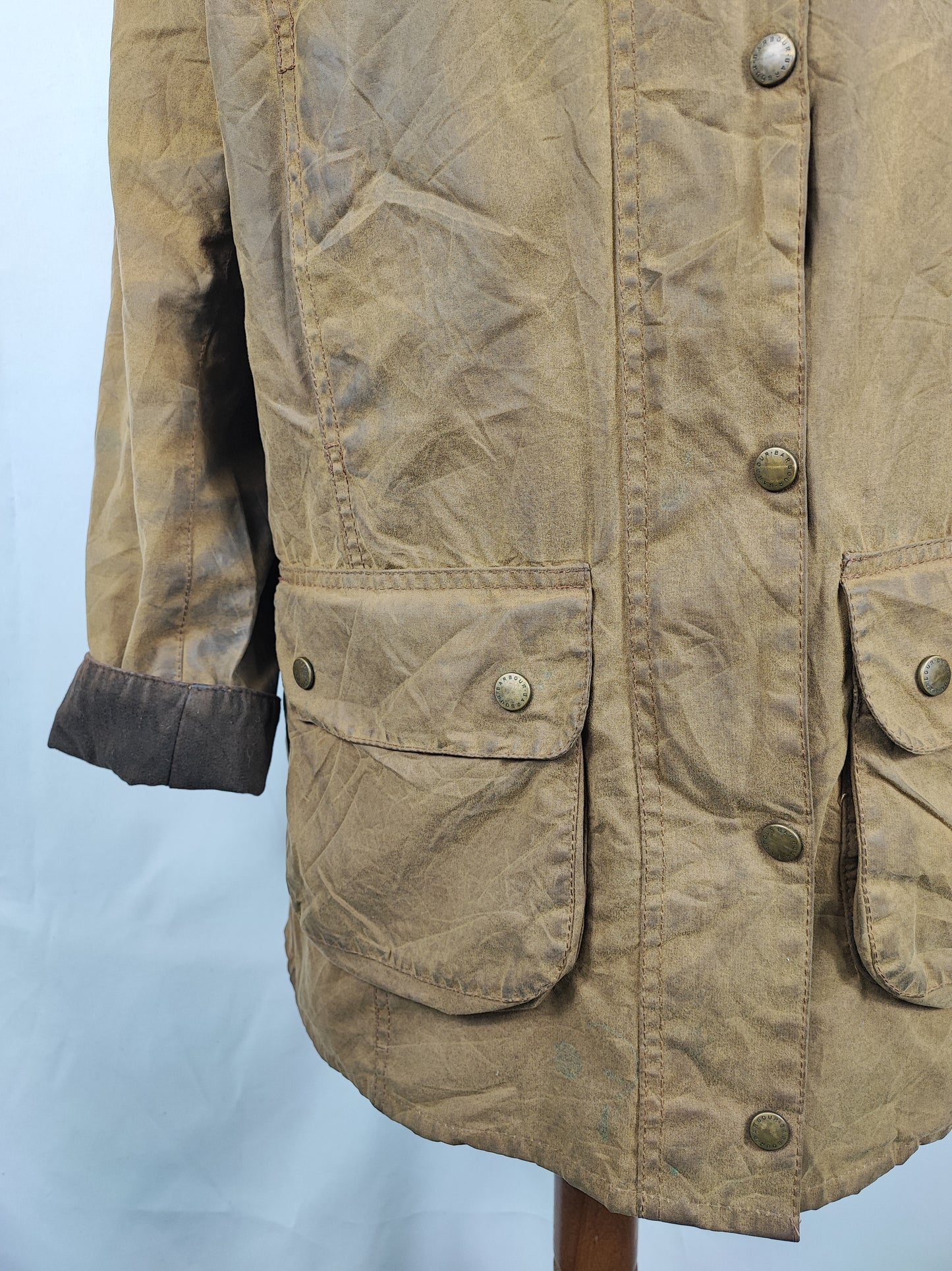 Giacca Barbour da donna beige cerata Tg. 42 Medium - Lady Beige Newmarket Field Jacket size uk12